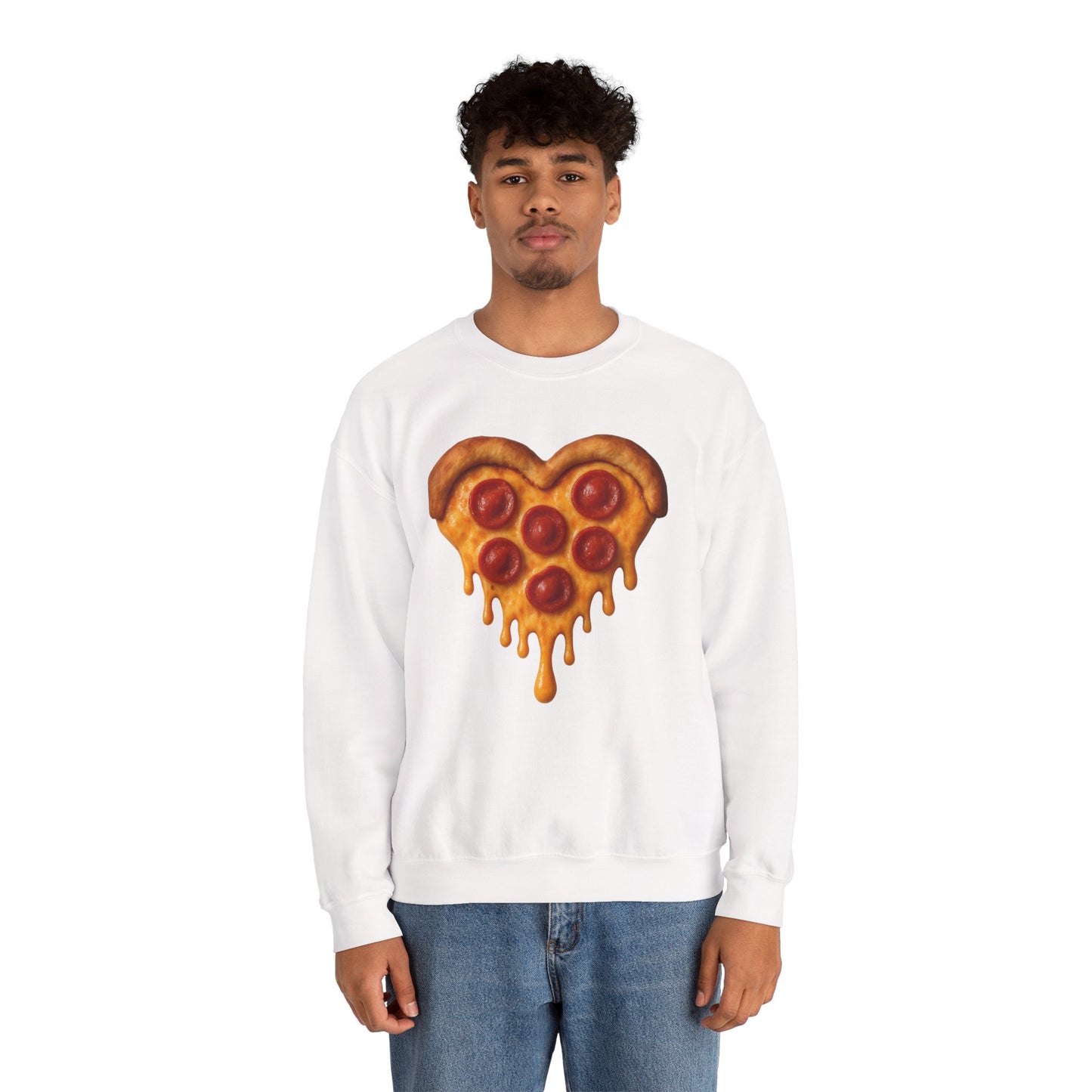 Heart-Shaped Pizza Sweatshirt - Unisex Cozy Crewneck for Food Lovers - Riff Raff Wear