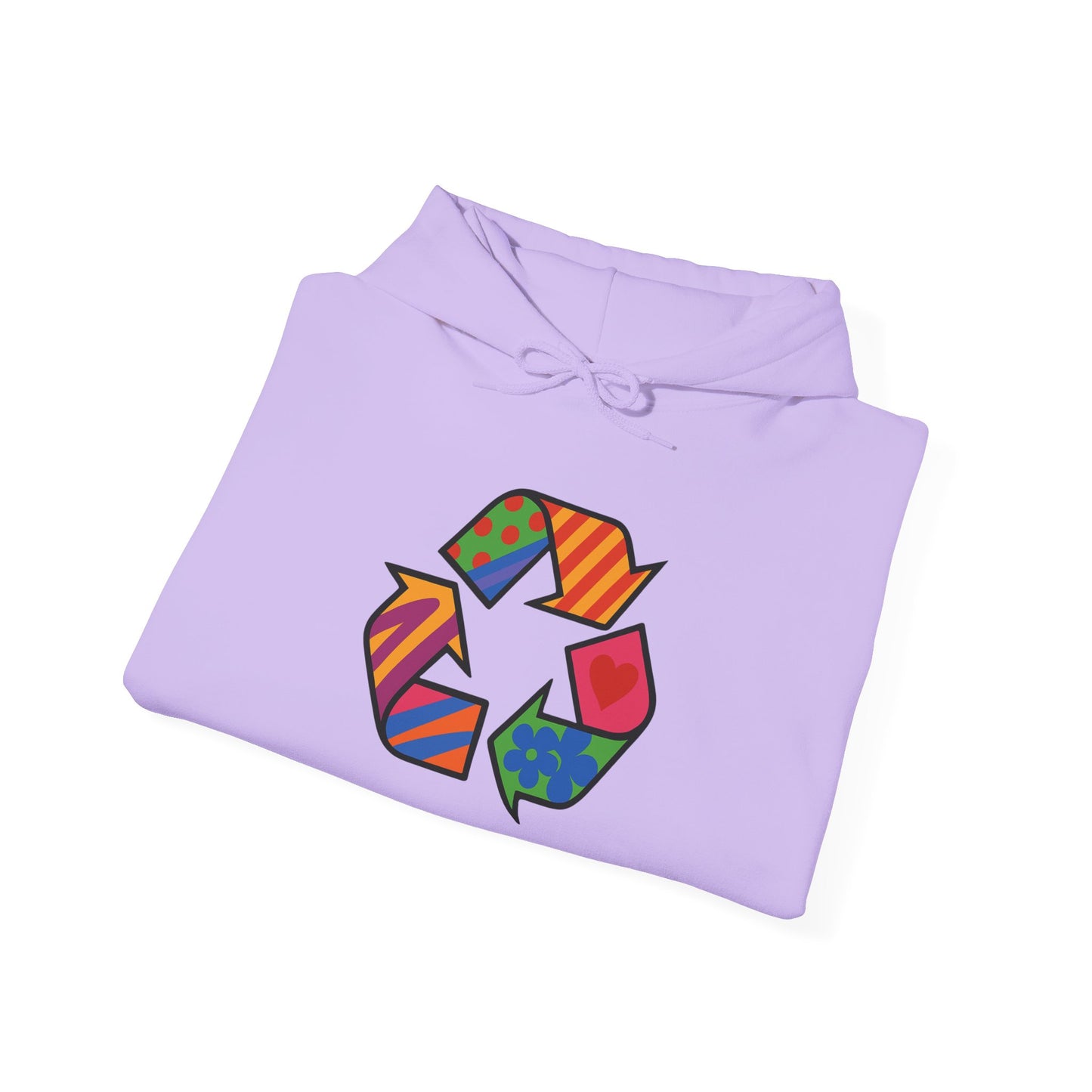 Eco-Friendly Unisex Hoodie with Colorful Recycle Design - Riff Raff Wear
