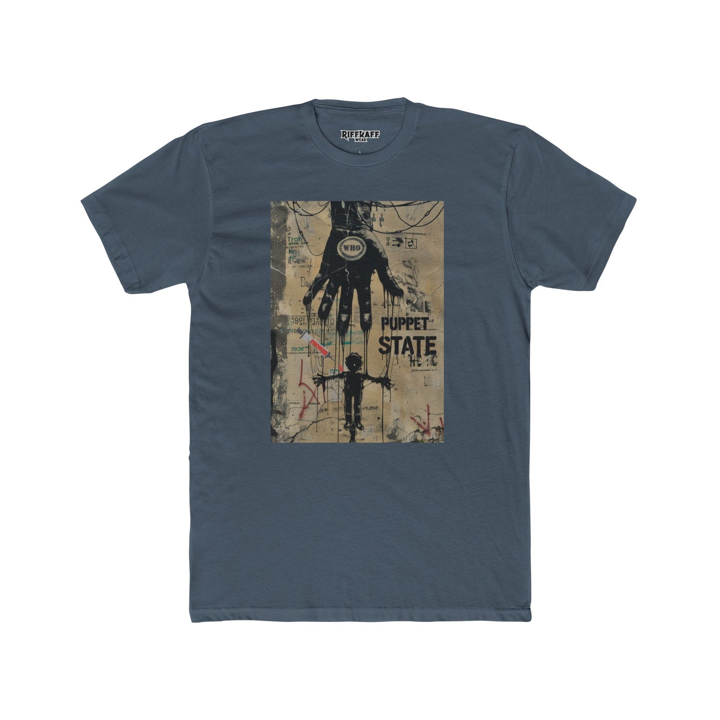 Unisex Cotton Crew Tee - Puppet State Political Art - Riff Raff Wear