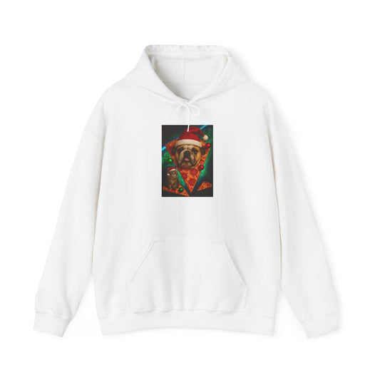 Pug Pizza Party Hoodie - Fun Sweatshirt for Pet Lovers, Holiday Apparel, Christmas Gift, Cozy Gift for Him and Her - Riff Raff Wear