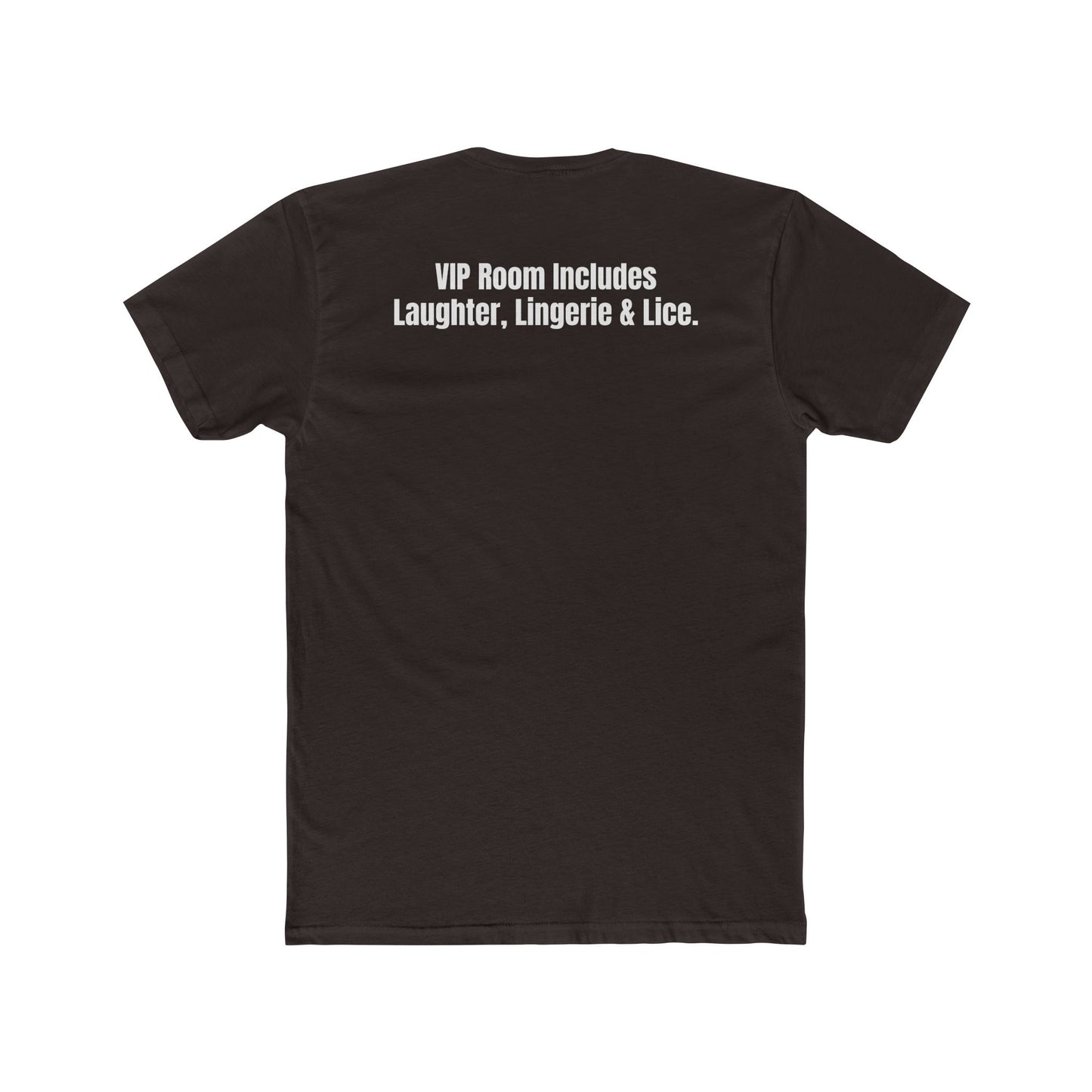 Velvet Clam Unisex Cotton Crew Tee - Funny Graphic T-Shirt with VIP Room Text - Riff Raff Underground