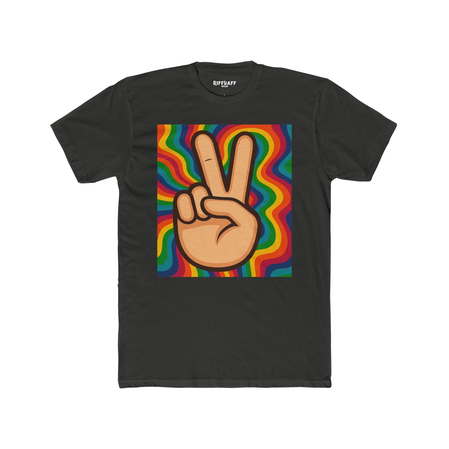 Retro Peace Sign Unisex Cotton Crew Tee - Colorful Vibe Fashion - Riff Raff Wear