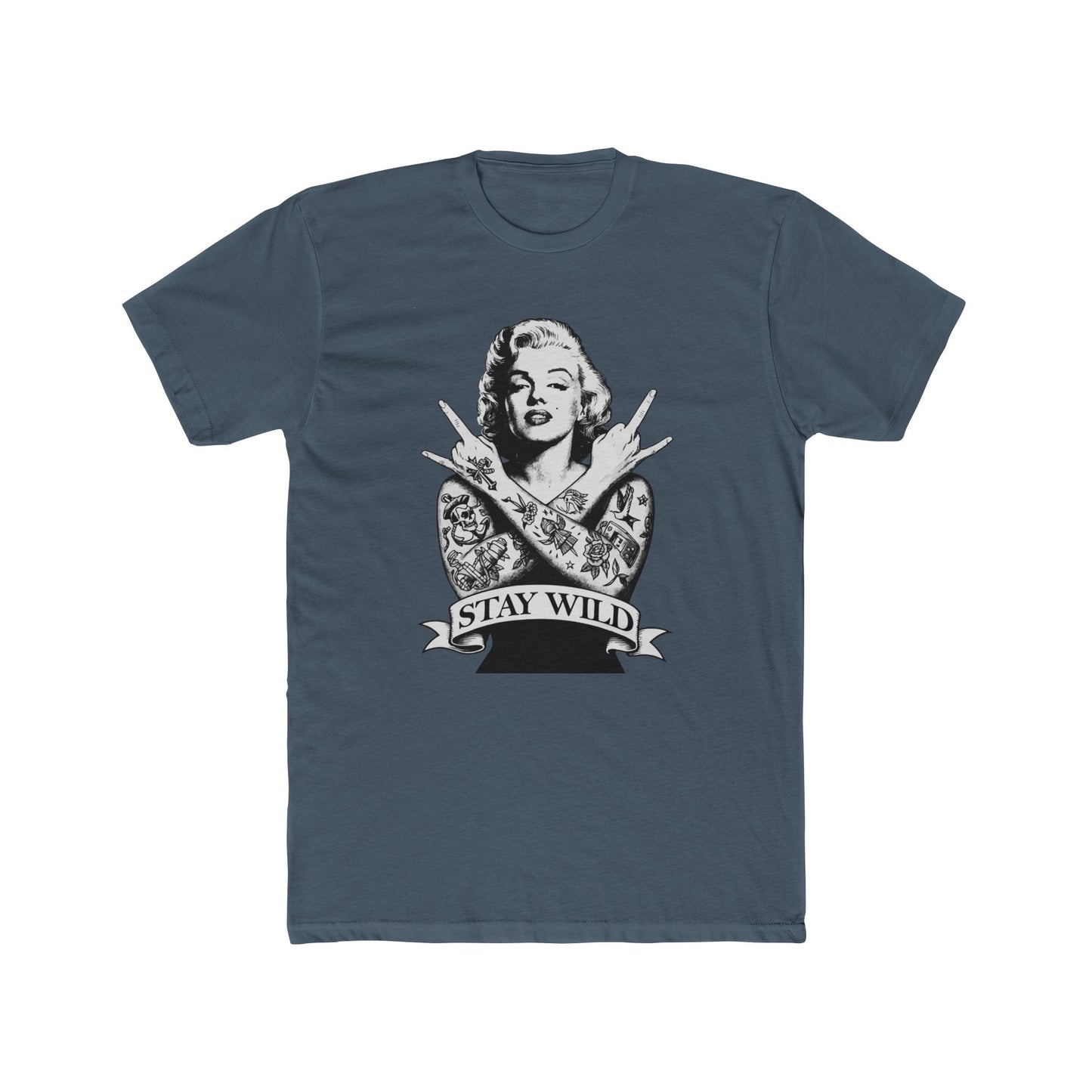 Stay Wild Unisex Cotton Crew Tee - Retro Tattoo Style Shirt - Riff Raff Wear