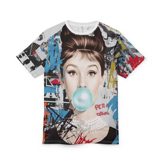 Retro Glam Unisex Graphic Tee - Audrey Bubblegum Art - Riff Raff Wear