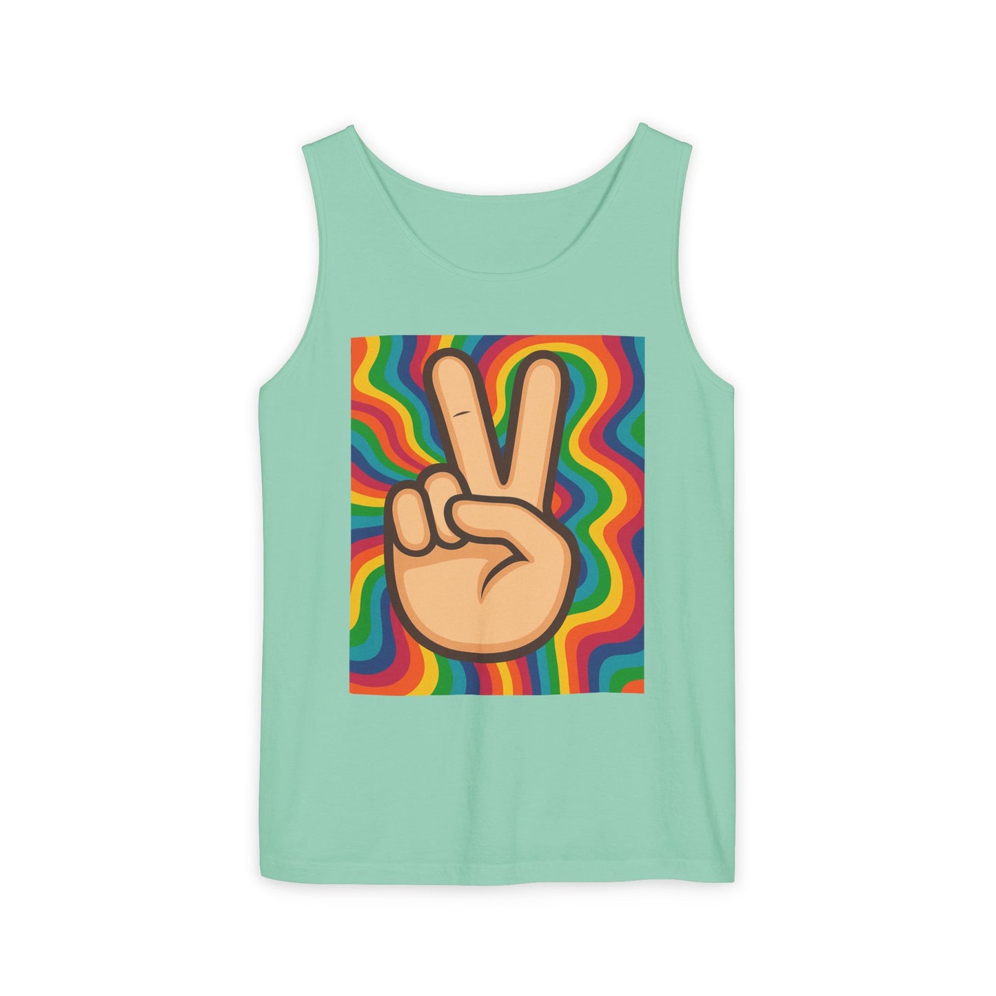 Unisex Peace Sign Tank Top - Vibrant Garment-Dyed Casual Wear - Riff Raff Wear