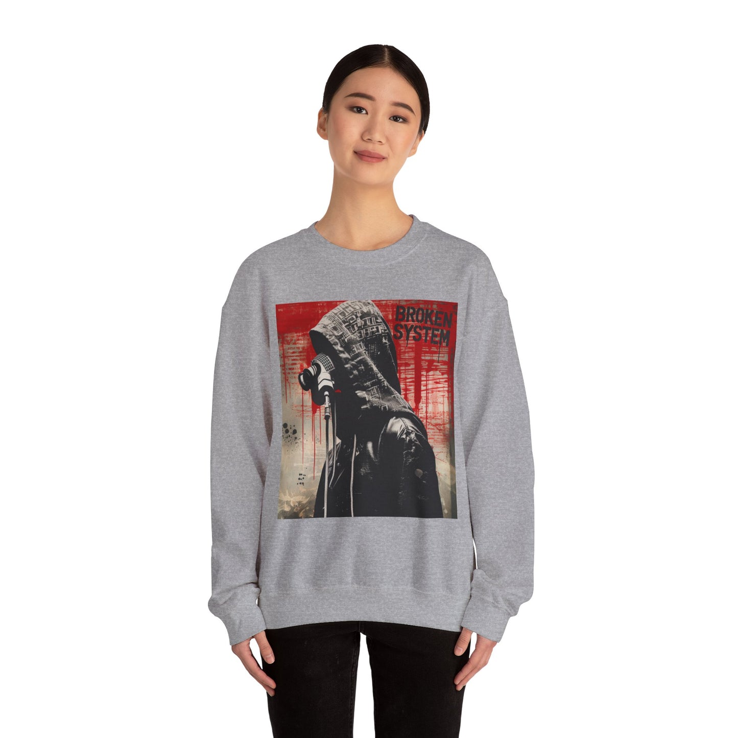 Unisex Heavy Blend™ Crewneck Sweatshirt - 'Broken System' Graphic Design - Riff Raff Wear