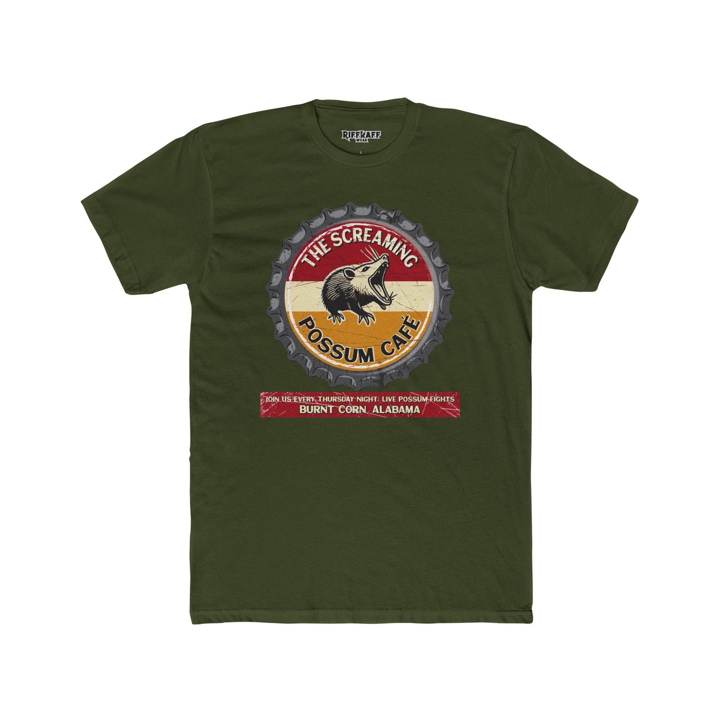 The Screaming Possum Unisex Cotton Crew Tee - Fun & Retro Graphic Shirt - Riff Raff Underground