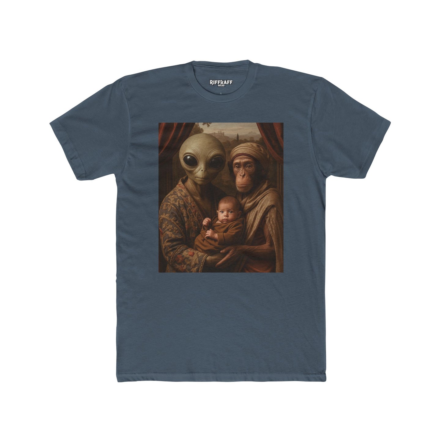Early Earth Alien Family Portrait Unisex Cotton Crew Tee - Riff Raff Wear