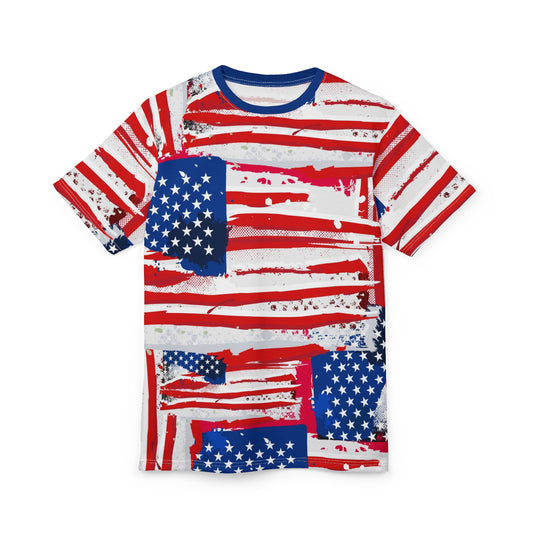 Patriotic Unisex Cut & Sew Tee - Bold American Flag Design for All Occasions - Riff Raff Wear