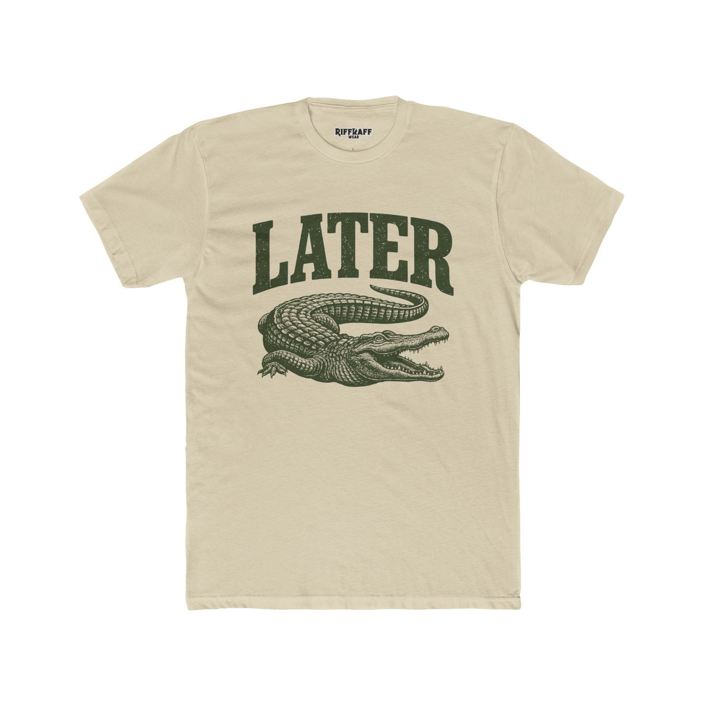 Unisex Cotton Crew Tee - 'Later' Crocodile Graphic T-Shirt for Casual Vibes - Riff Raff Wear