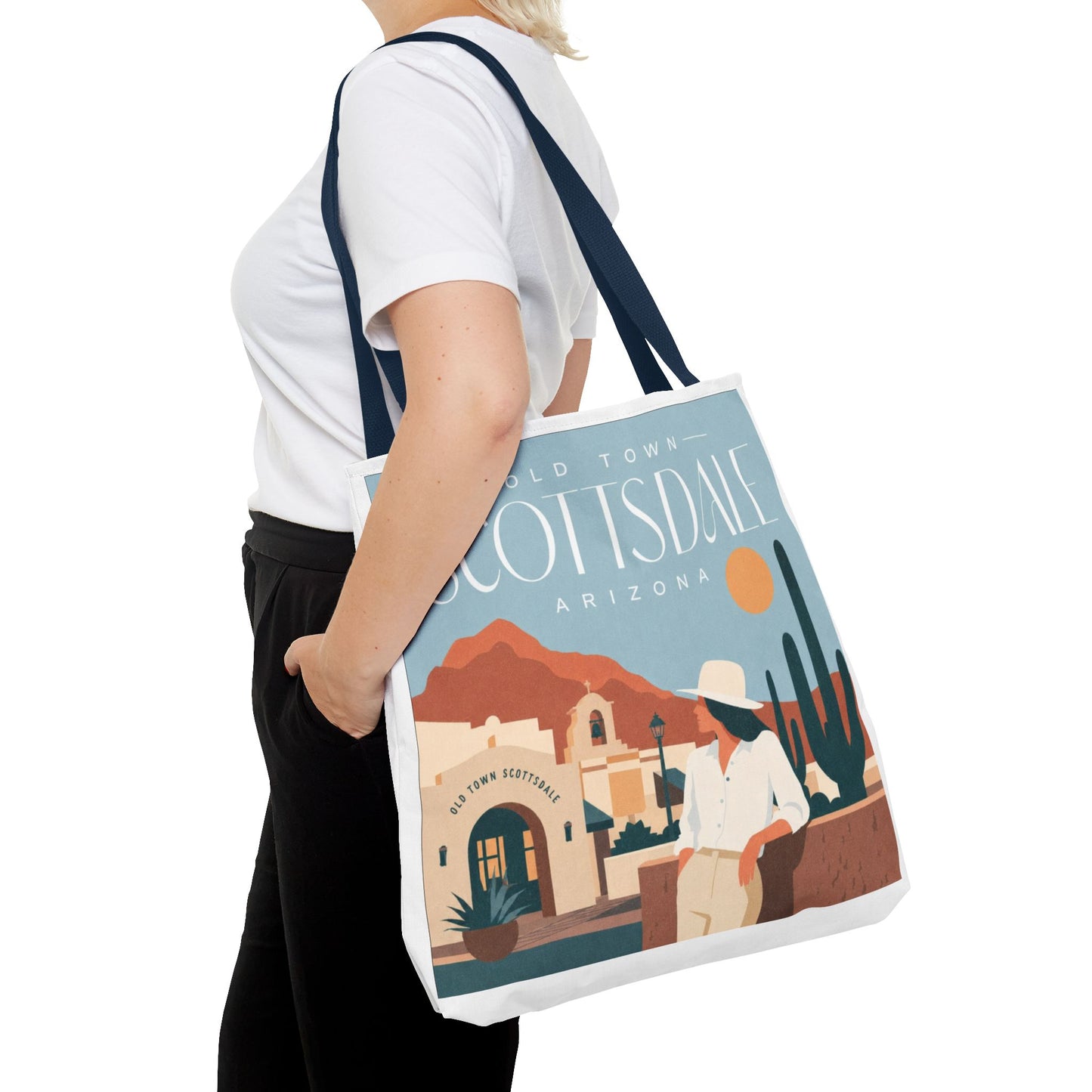 Scottsdale Arizona Vintage Travel Tote Bag — Old Town Desert Poster Design