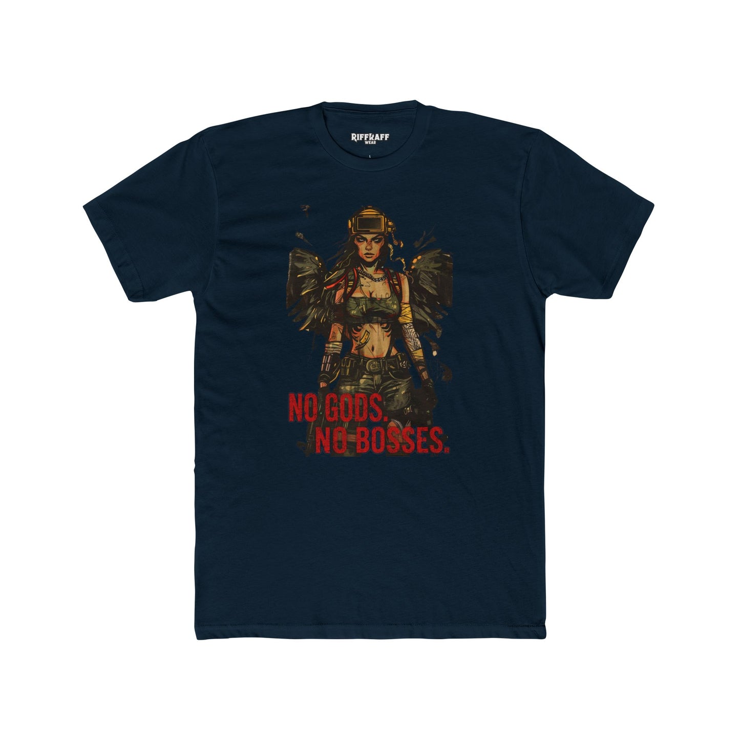No Gods No Bosses Unisex Cotton Crew Tee - Rebel Vibe Shirt - Riff Raff Wear