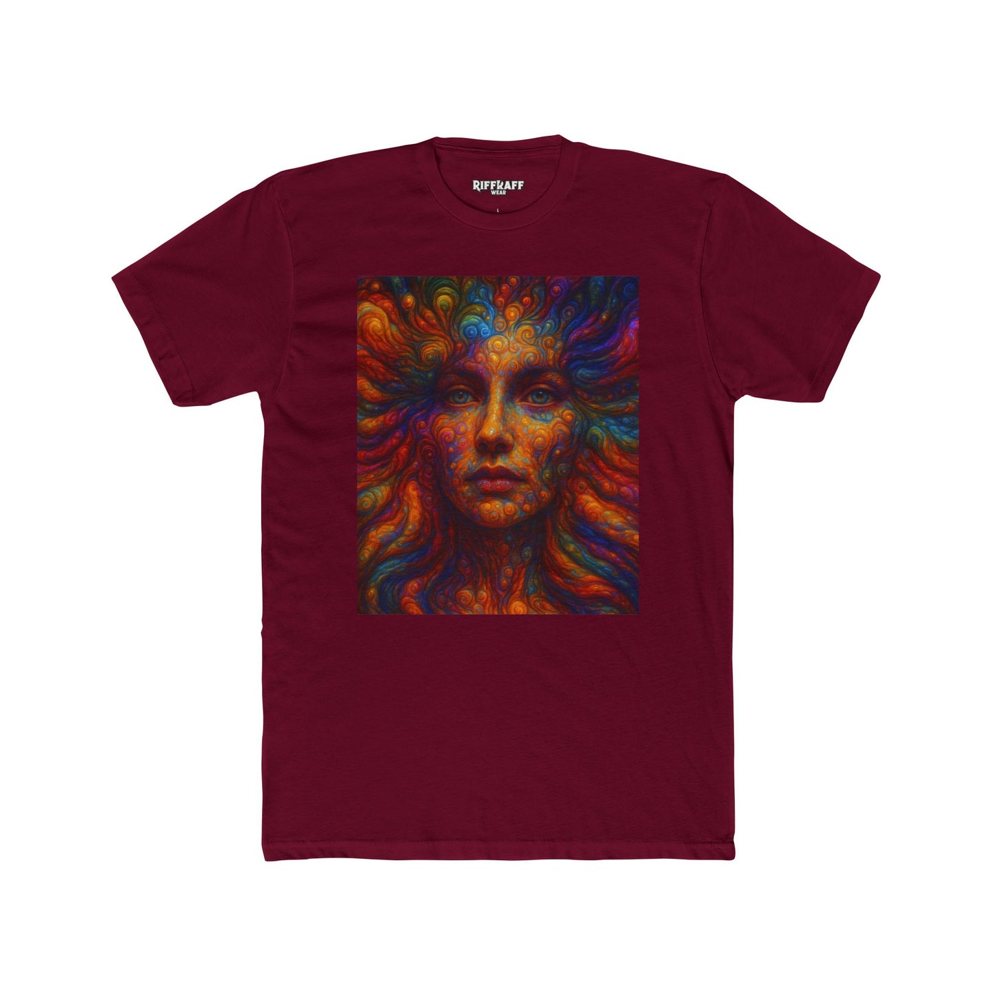 Vibrant Artistic Unisex Cotton Crew Tee - Colorful Abstract Face Design - Riff Raff Wear