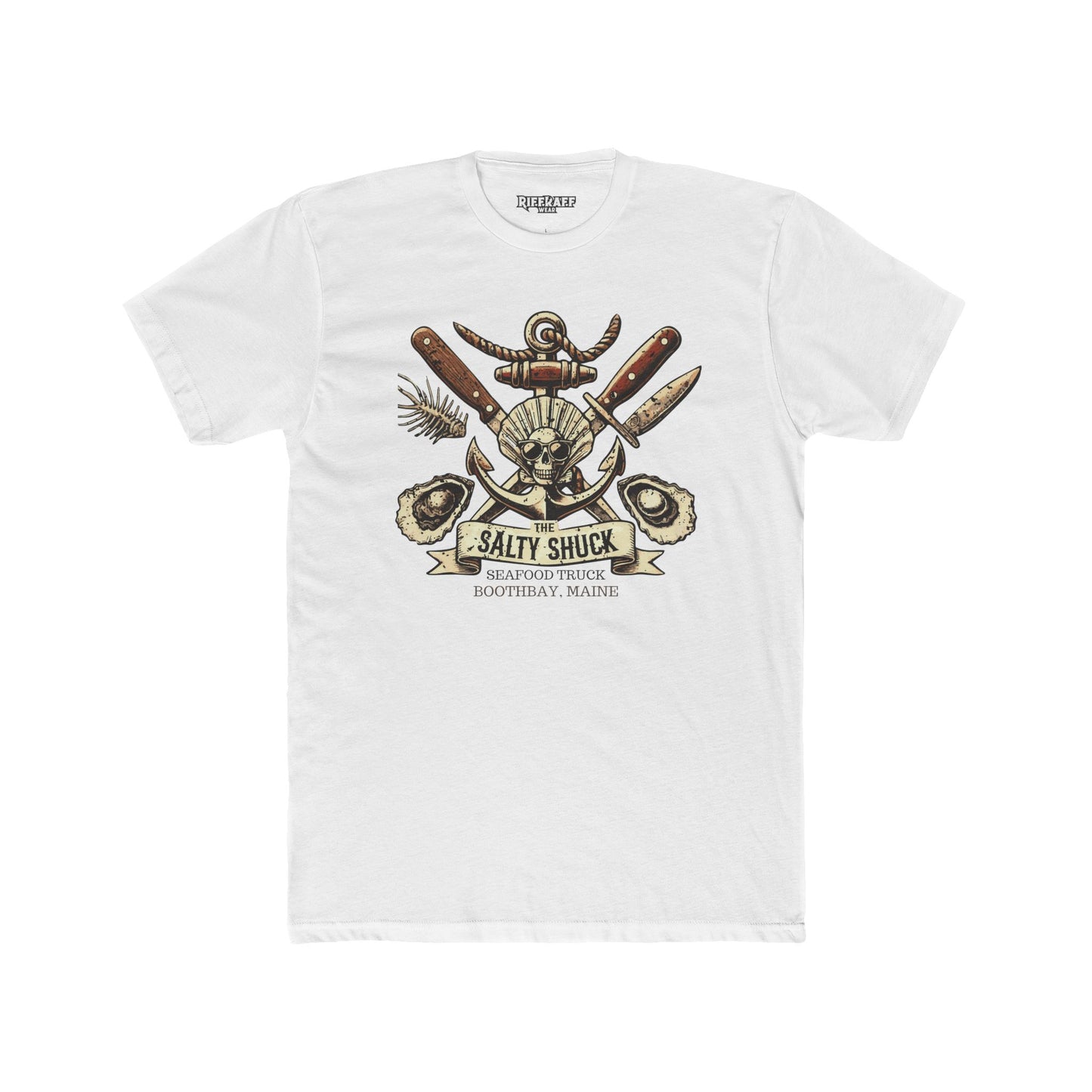 Salty Shuck Seafood Truck Crew Tee | Vintage Inspired Unisex Cotton T-Shirt - Riff Raff Underground
