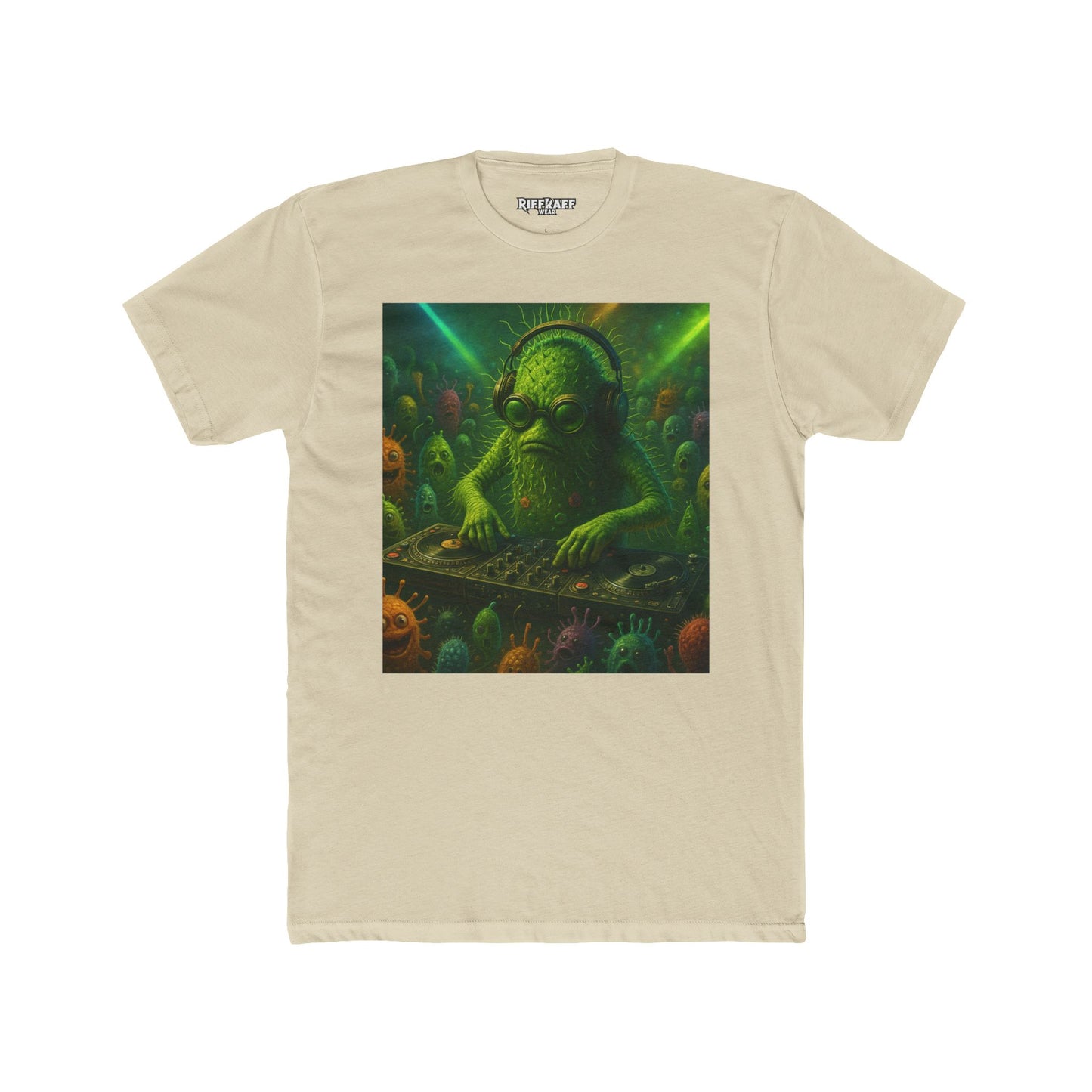 Groovy DJ Bacteria Unisex Cotton Crew Tee - Fun Graphic T-Shirt for Music Lovers - Riff Raff Wear