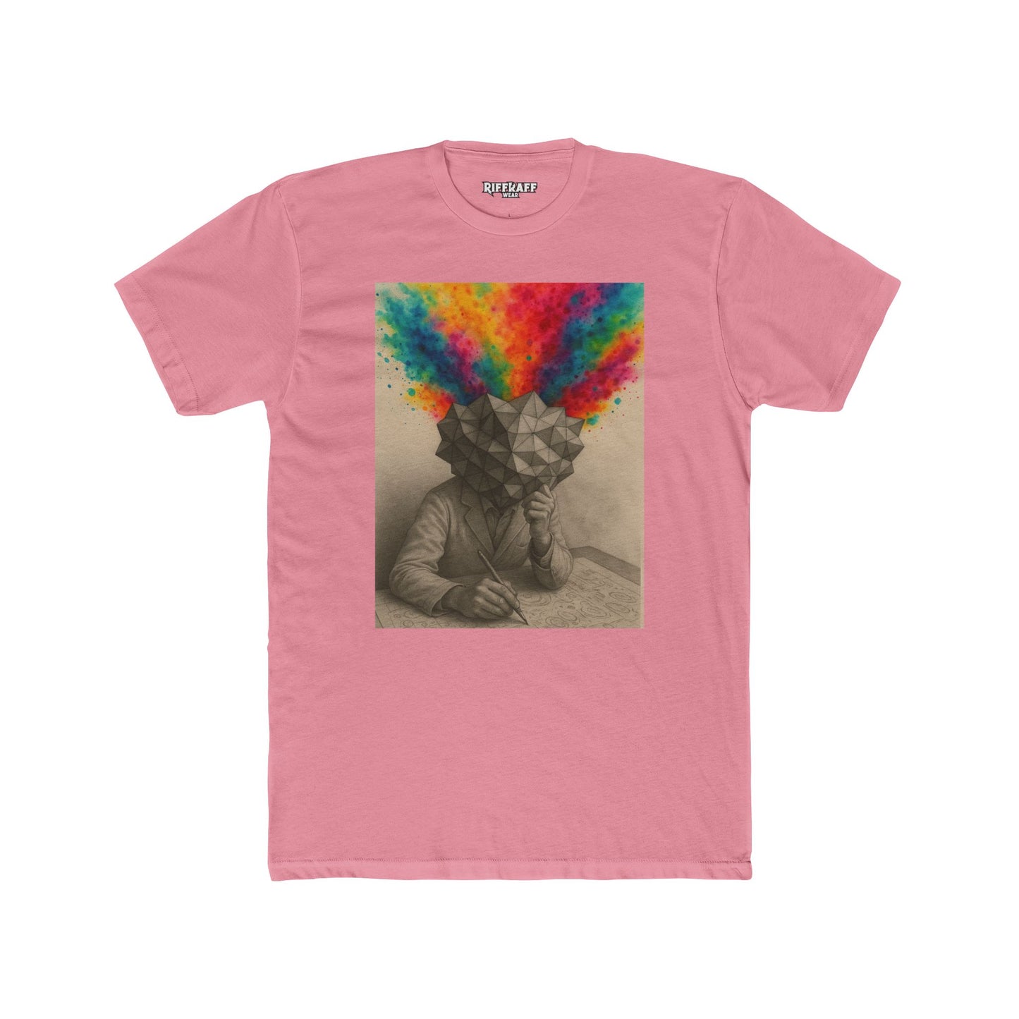 Creative Mind Unisex Cotton Crew Tee - Colorful Brain Design T-Shirt - Riff Raff Wear