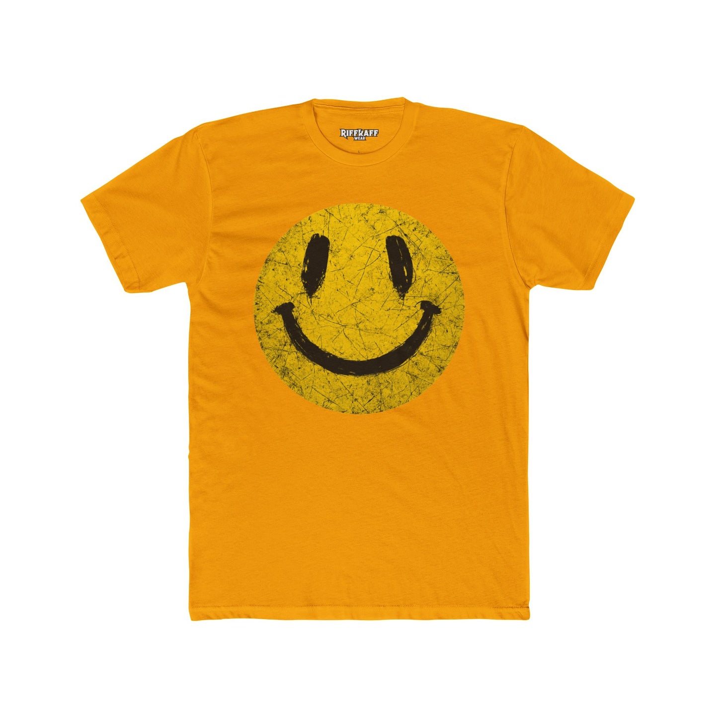 Retro Smiley Face Unisex Cotton Crew Tee - Joyful Vibe T-Shirt - Riff Raff Wear