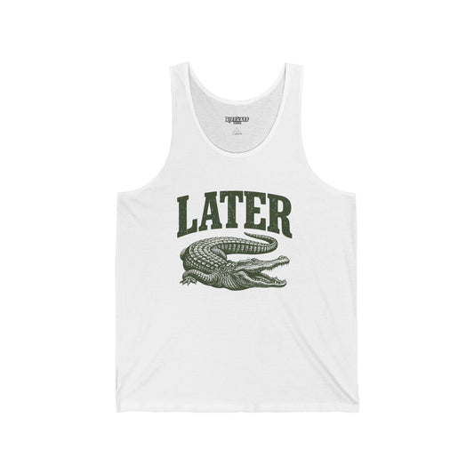Cool Crocodile 'Later' Unisex Jersey Tank Top - Riff Raff Wear