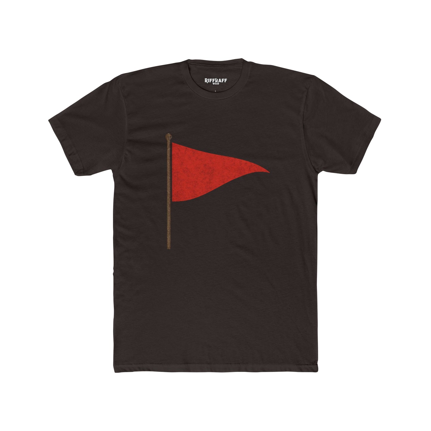 Unisex Cotton Crew Tee with Red Flag Design - Casual Wear for Trendsetters - Riff Raff Wear