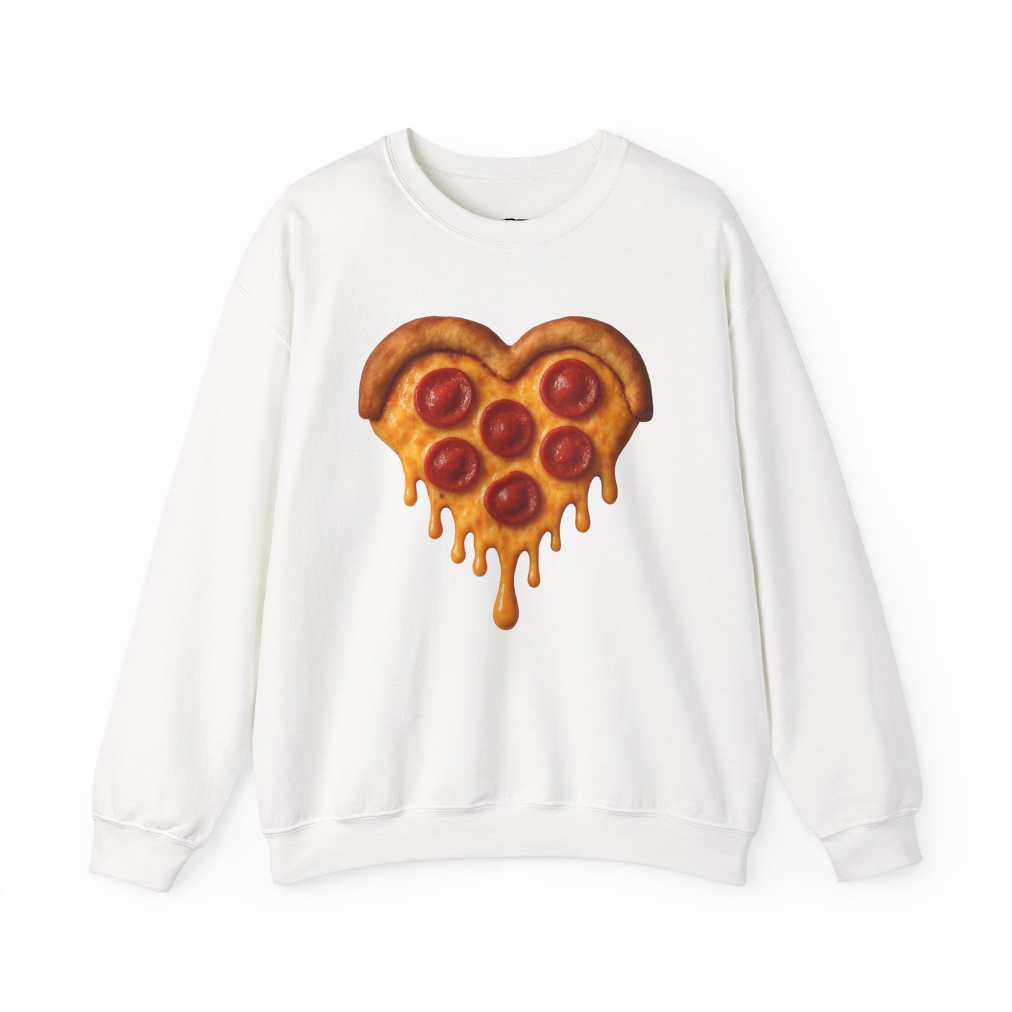 Heart-Shaped Pizza Sweatshirt - Unisex Cozy Crewneck for Food Lovers - Riff Raff Wear