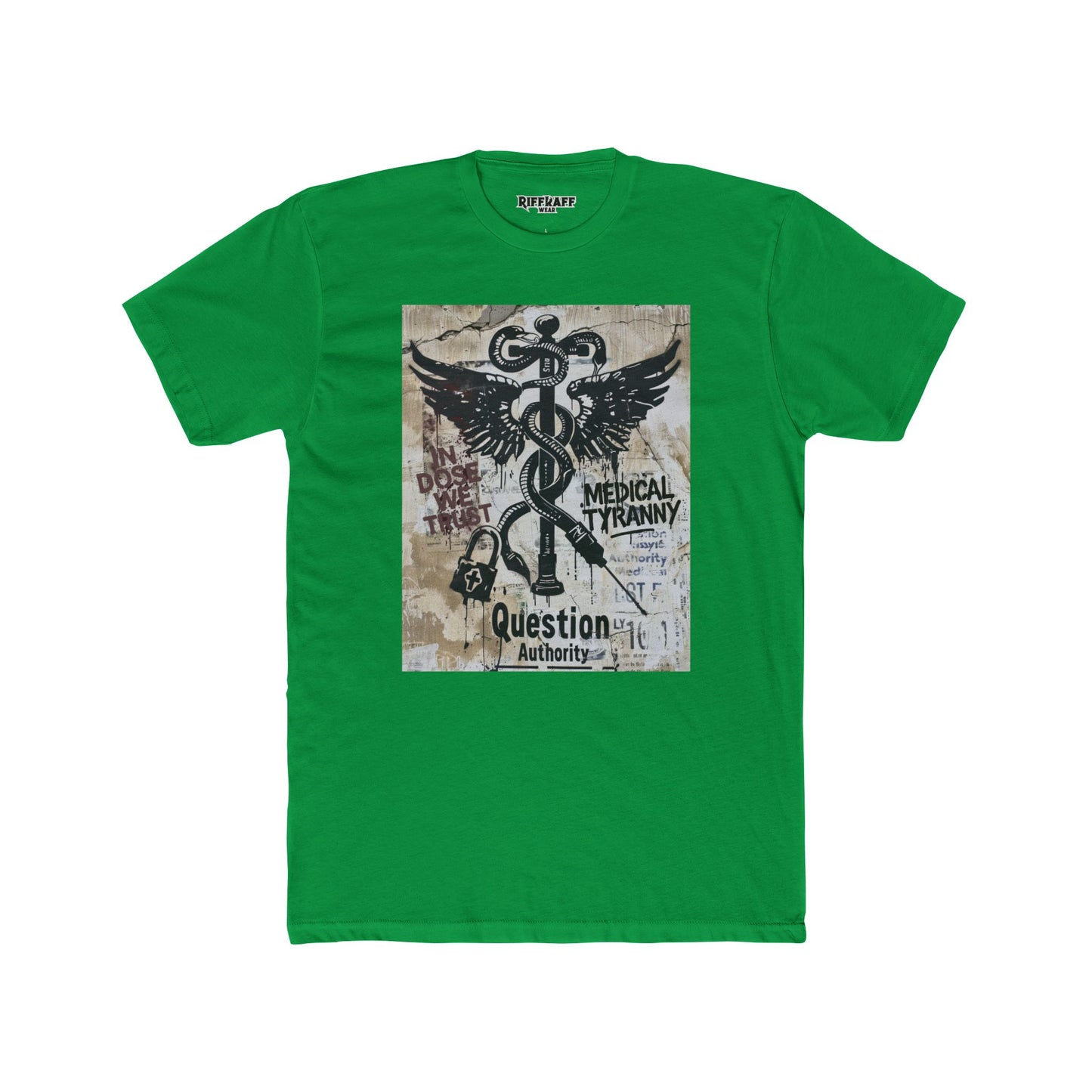 Unisex Cotton Crew Tee - Question Authority Free Thinkers Political Art - Riff Raff Wear