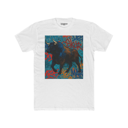 Graffiti Bull Unisex Cotton Crew Tee - Urban Style Graphic T-Shirt - Riff Raff Wear