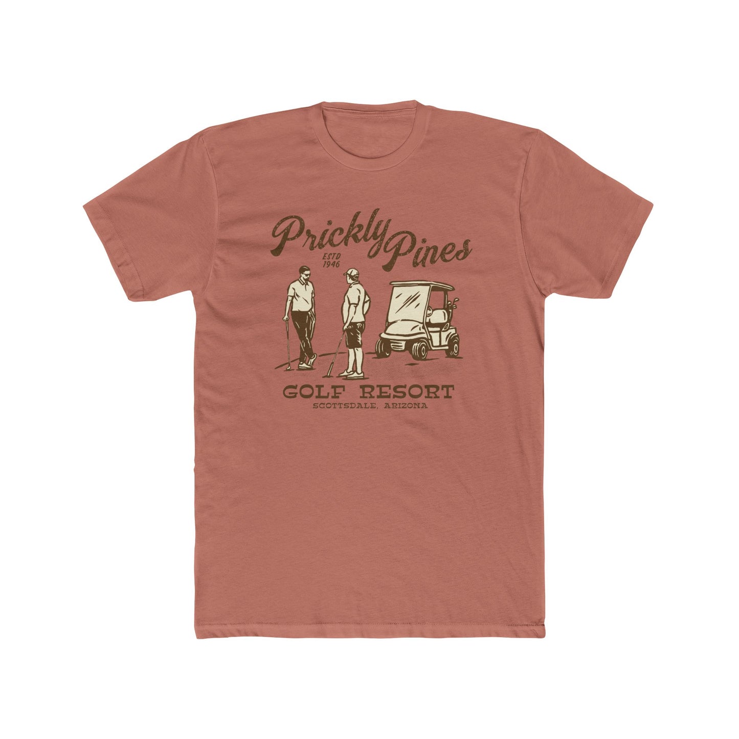 Prickly Pines Golf Resort Unisex Cotton Crew Tee - Perfect for Golf Lovers! - Riff Raff Wear Underground