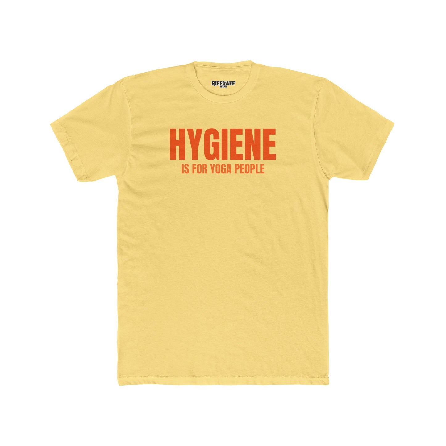Funny Yoga & Gym Unisex Cotton Crew Tee - 'Hygiene is for Yoga People' & 'Lift. Sweat. Rack.' - Riff Raff Wear