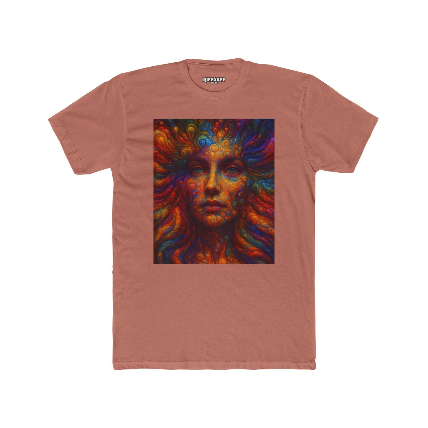 Vibrant Artistic Unisex Cotton Crew Tee - Colorful Abstract Face Design - Riff Raff Wear