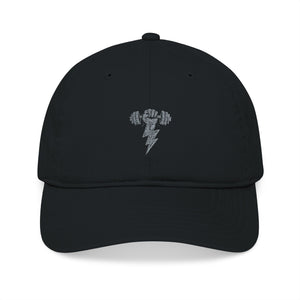 Thunderbolt Embroidered Organic Baseball Cap, Eco-Friendly Hat, Unique Riff Raff Wear