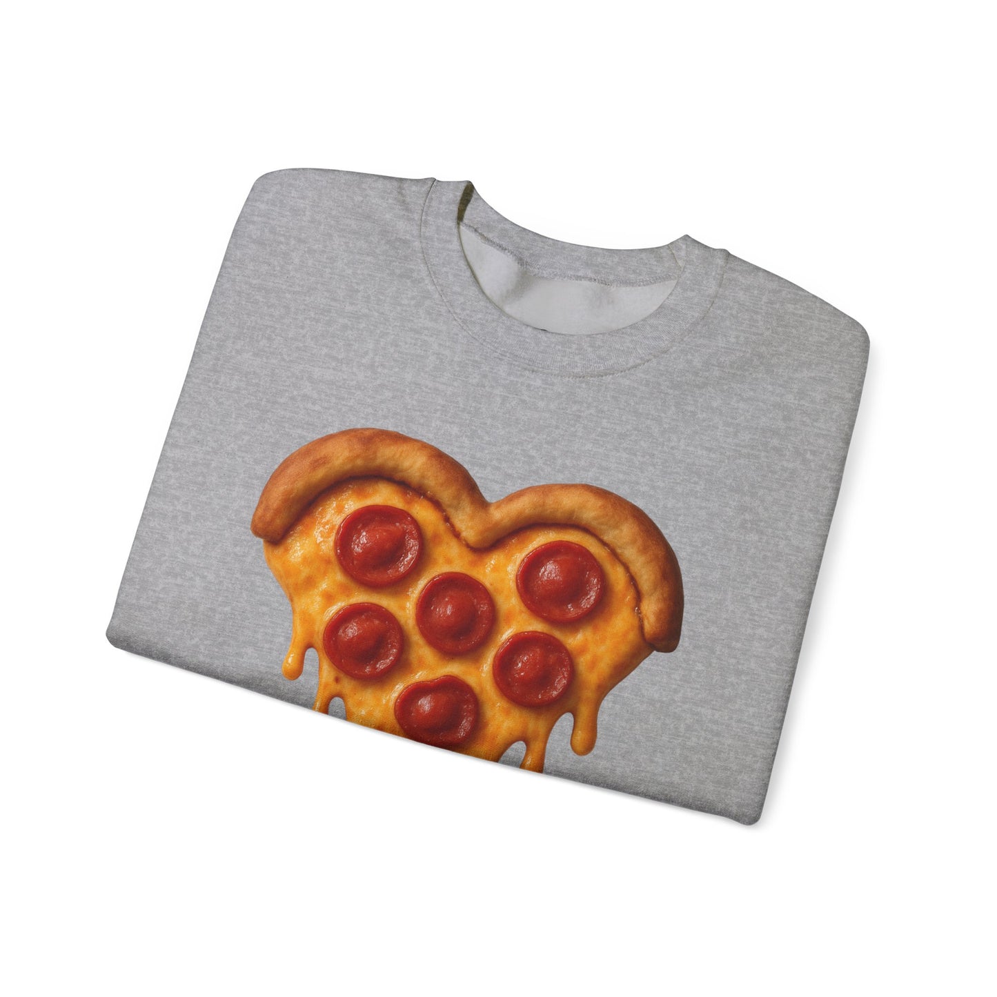 Heart-Shaped Pizza Sweatshirt - Unisex Cozy Crewneck for Food Lovers - Riff Raff Wear