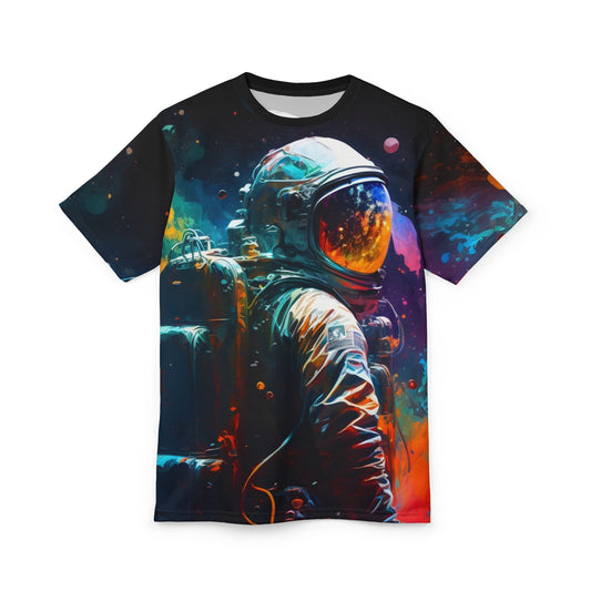Streetwear - Cosmic Adventure Unisex Cut & Sew Tee - Colorful Astronaut Design - Riff Raff Wear