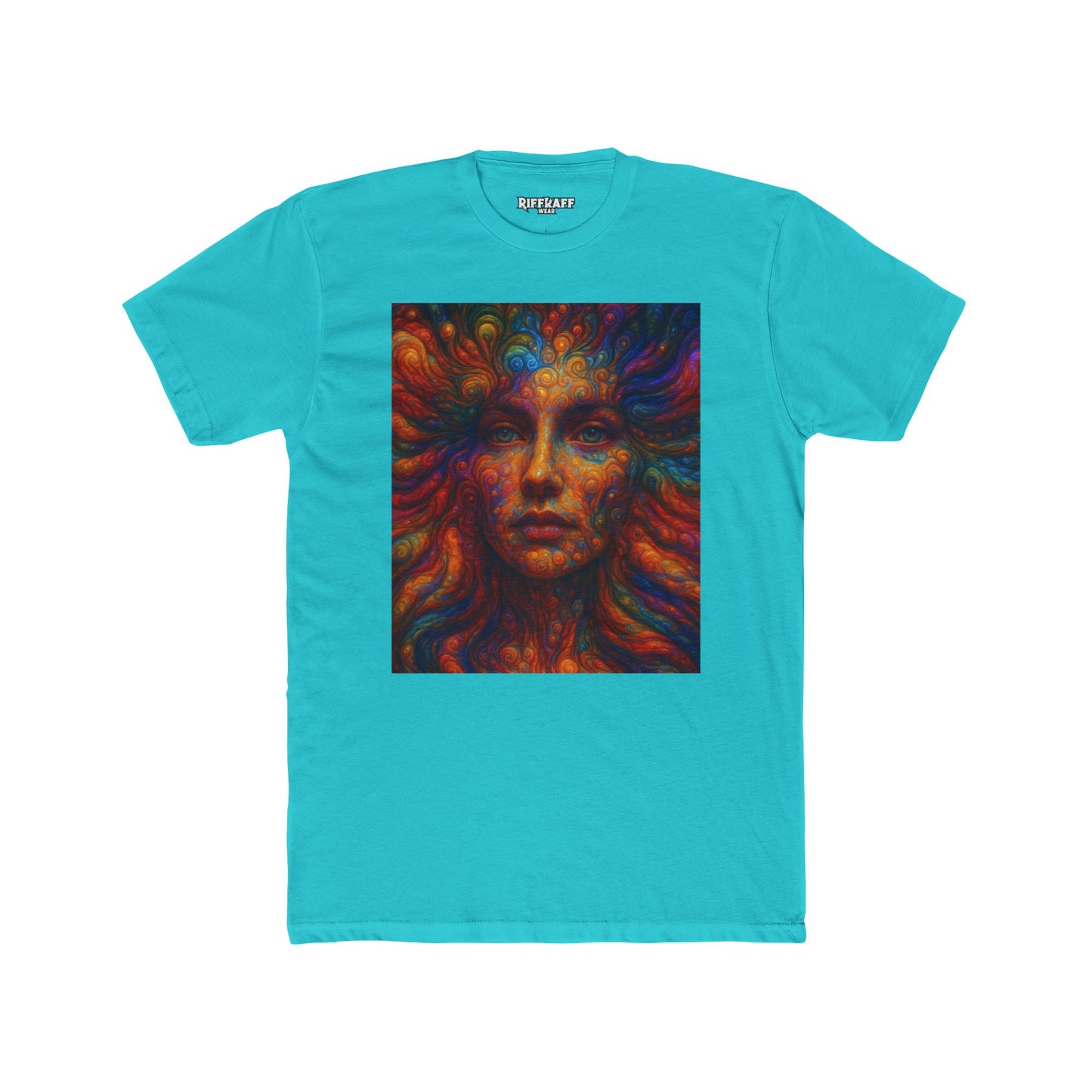 Vibrant Artistic Unisex Cotton Crew Tee - Colorful Abstract Face Design - Riff Raff Wear
