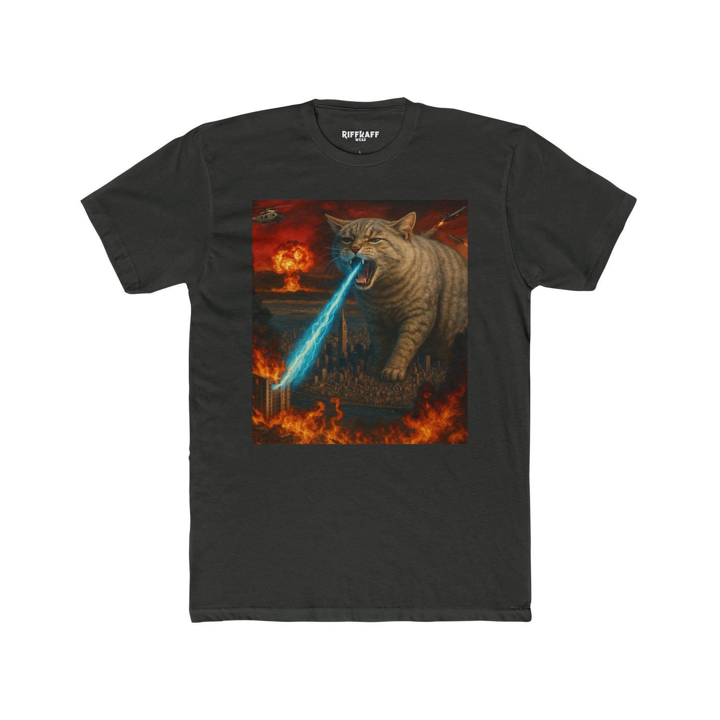 Epic Cat Battle Unisex Cotton Crew Tee - Fun Graphic Tee for Animal Lovers - Riff Raff Wear