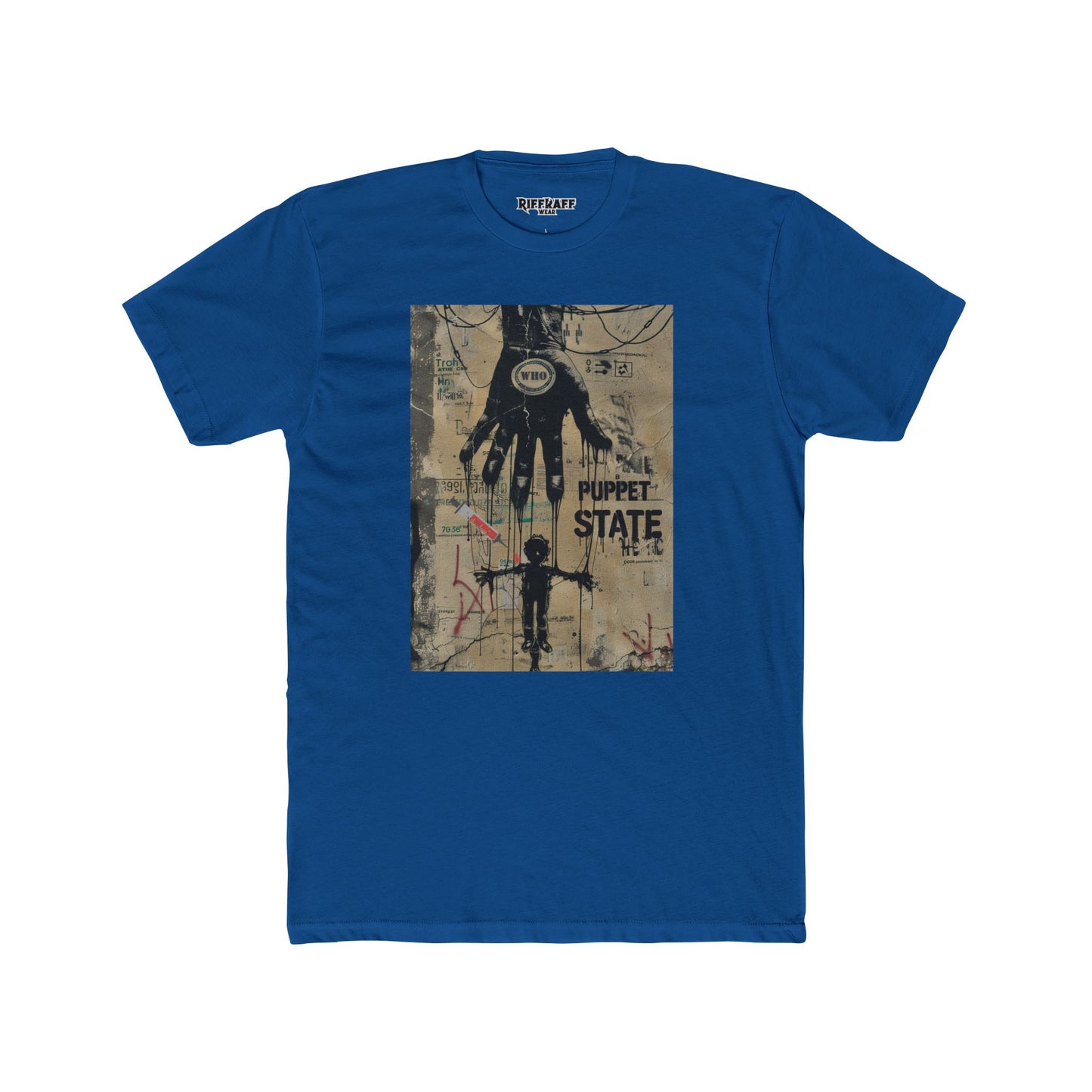 Unisex Cotton Crew Tee - Puppet State Political Art - Riff Raff Wear