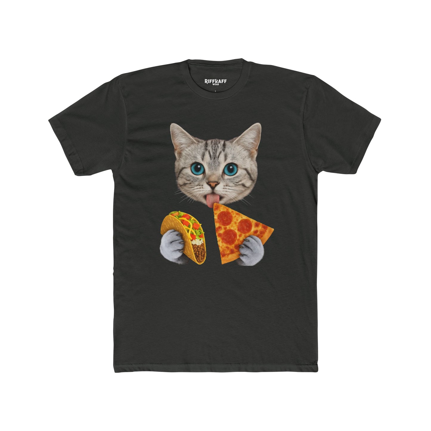 Funny Cat Pizza Taco Unisex Cotton Crew Tee - Riff Raff Wear