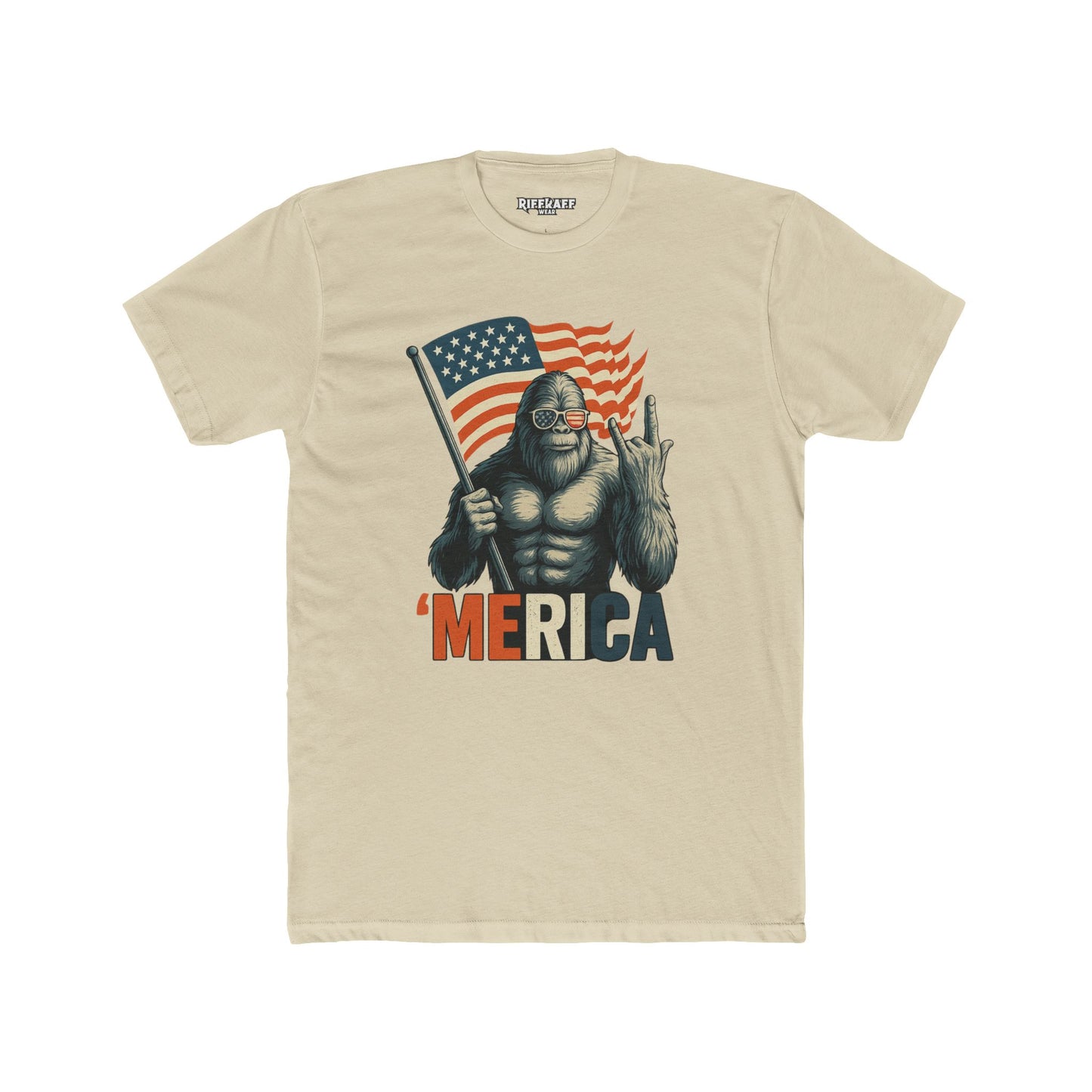 'Merica Bigfoot Tee - Fun Graphic T-Shirt, Unisex Humor Shirt, Patriotic Apparel, Perfect for BBQ - Riff Raff Wear