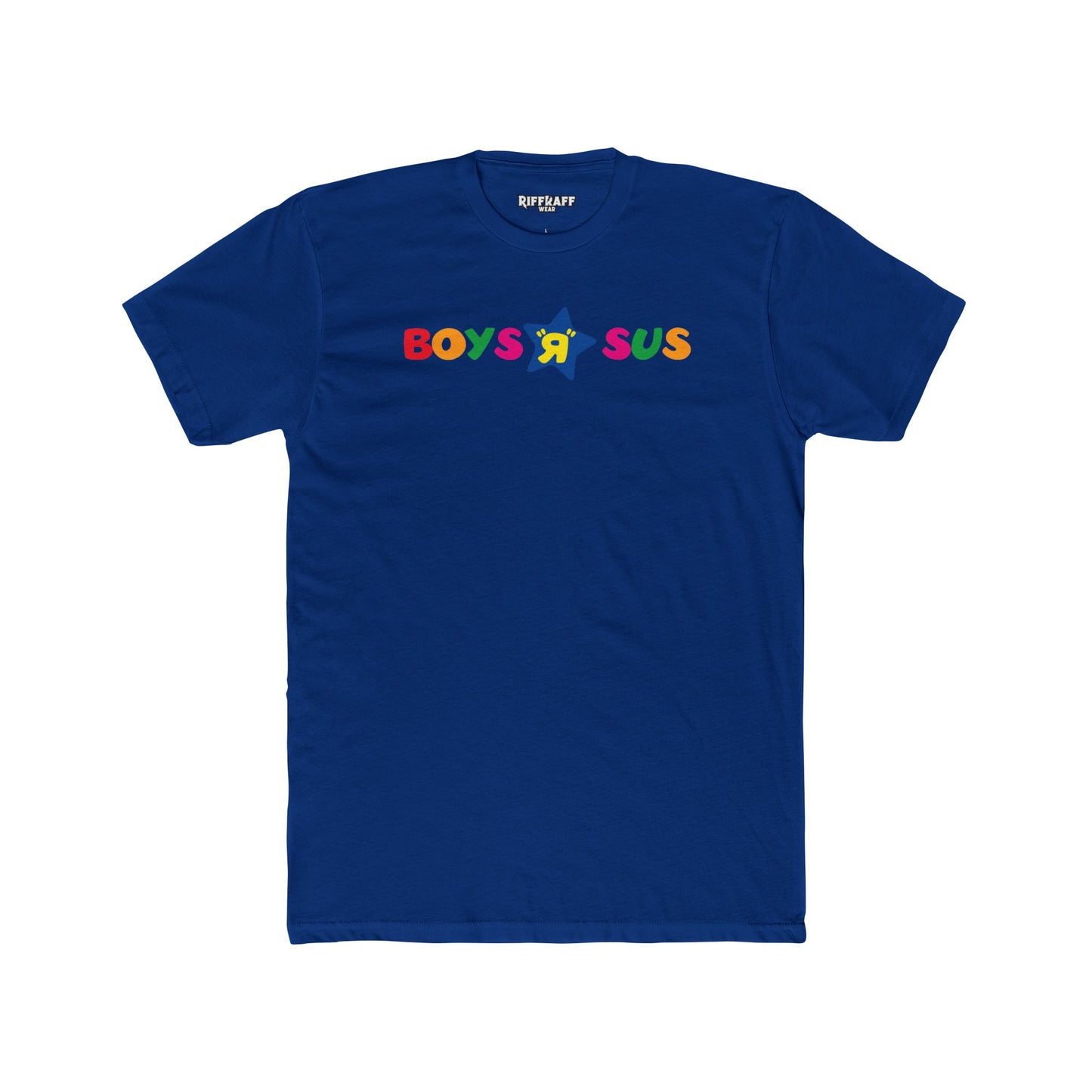Colorful 'Boys R Sus' Unisex Cotton Crew Tee - Parody Logo Series - Riff Raff Wear