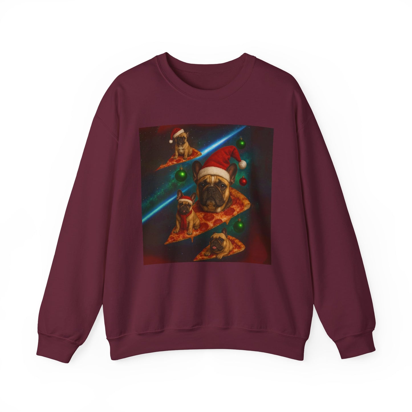Festive Pizza Dog Crewneck Sweatshirt | Fun Holiday Apparel | Gift for Dog Lovers, Christmas Sweatshirt, Cozy Fashion, Unisex Style - Riff Raff Wear
