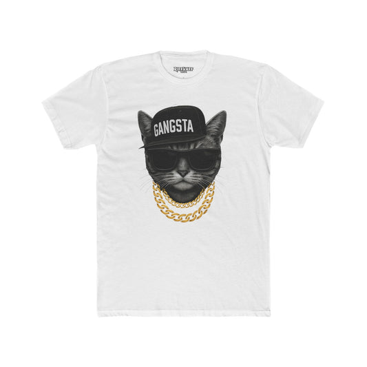 Gangsta Cat Unisex Cotton Crew Tee - Apparel for Animal Lovers - Riff Raff Wear