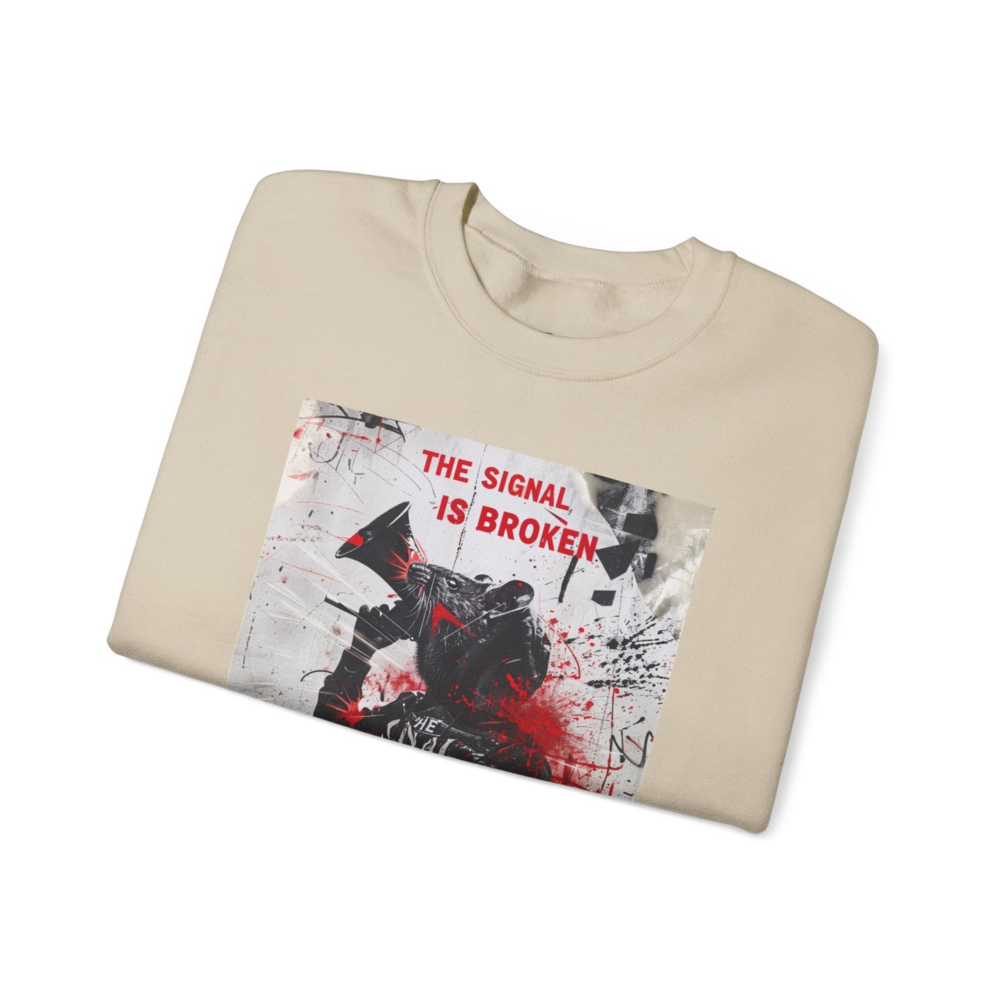 Unisex Crewneck Sweatshirt - "The Signal is Broken" Graphic Design - Riff Raff Wear