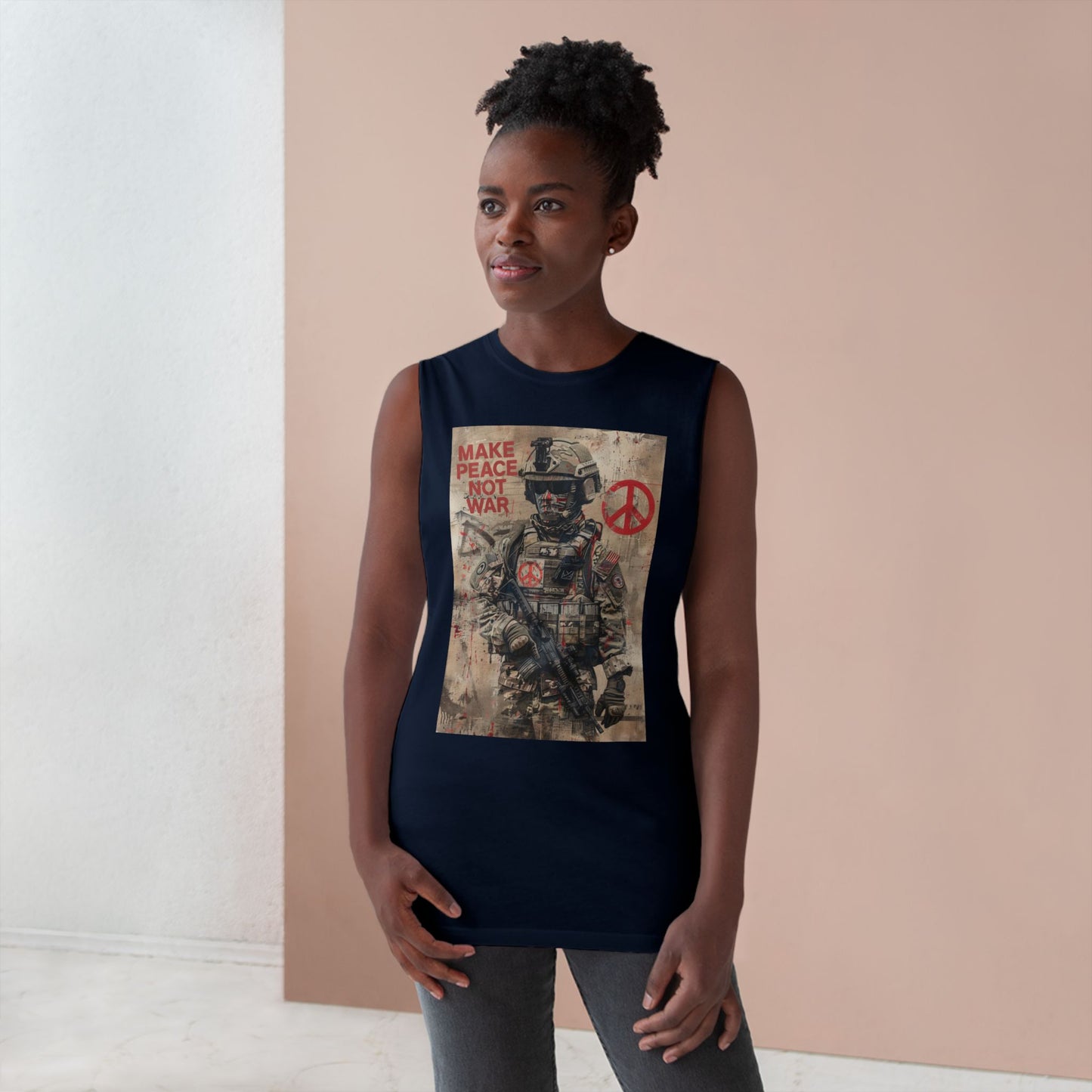 Make Peace Not War Unisex Tank Top - Casual Military-Inspired Tee - Riff Raff Wear
