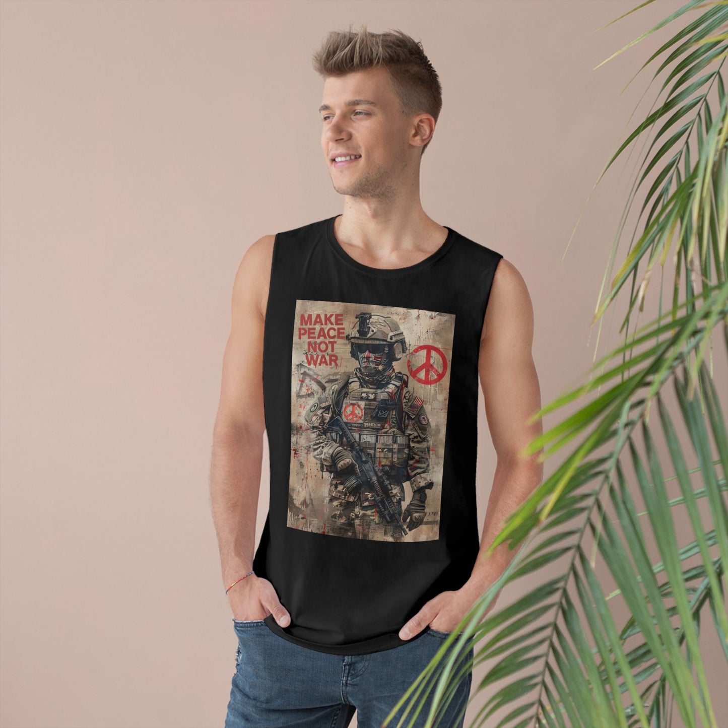 Make Peace Not War Unisex Tank Top - Casual Military-Inspired Tee - Riff Raff Wear