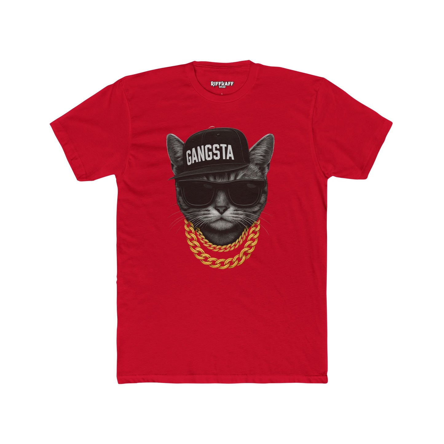 Gangsta Cat Unisex Cotton Crew Tee - Apparel for Animal Lovers - Riff Raff Wear