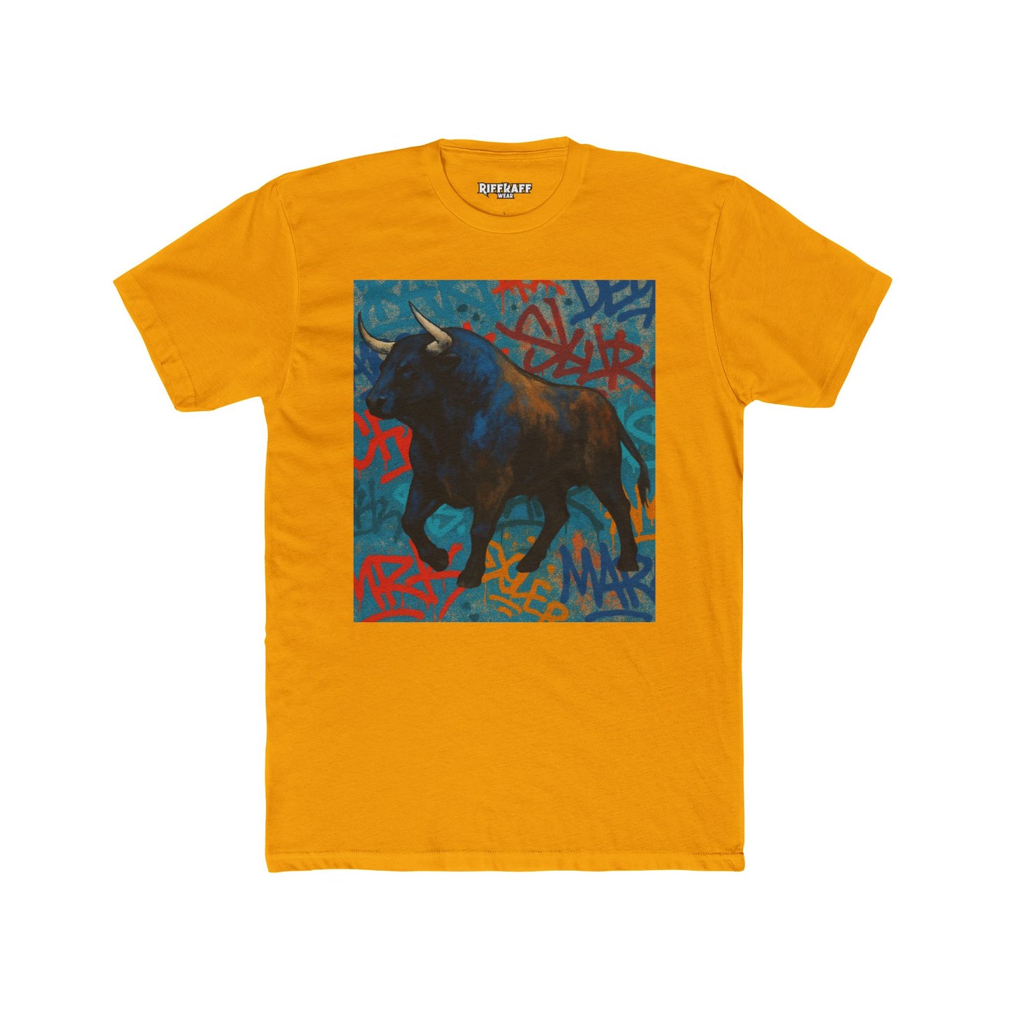 Graffiti Bull Unisex Cotton Crew Tee - Urban Style Graphic T-Shirt - Riff Raff Wear