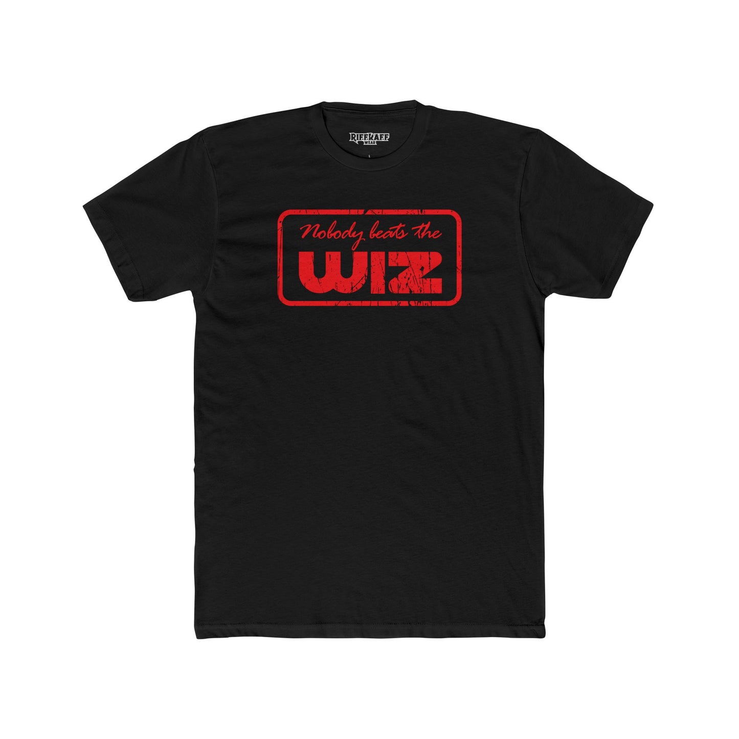 Nobody Beats The Wiz Unisex Cotton Crew Tee - Retro Retail T-Shirt - Riff Raff Wear