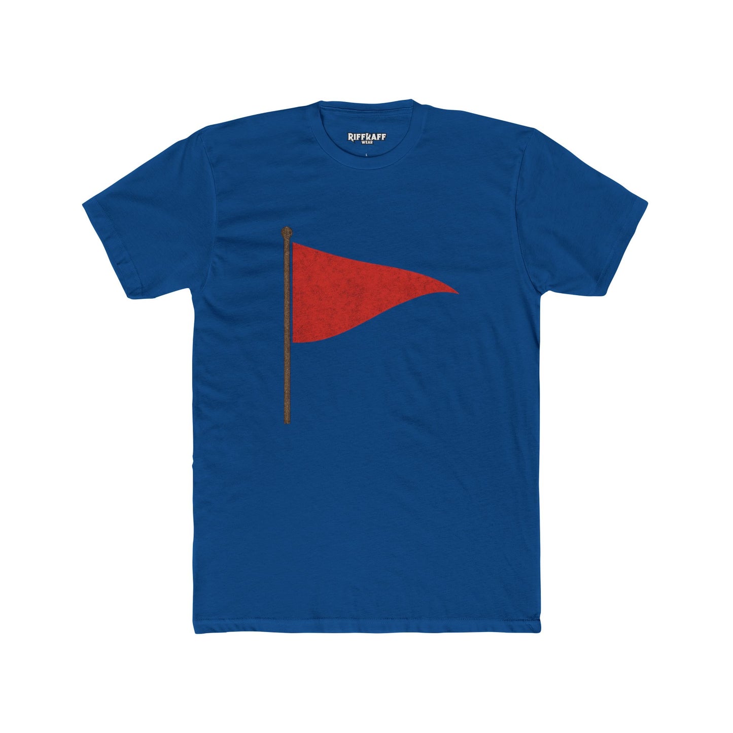 Unisex Cotton Crew Tee with Red Flag Design - Casual Wear for Trendsetters - Riff Raff Wear