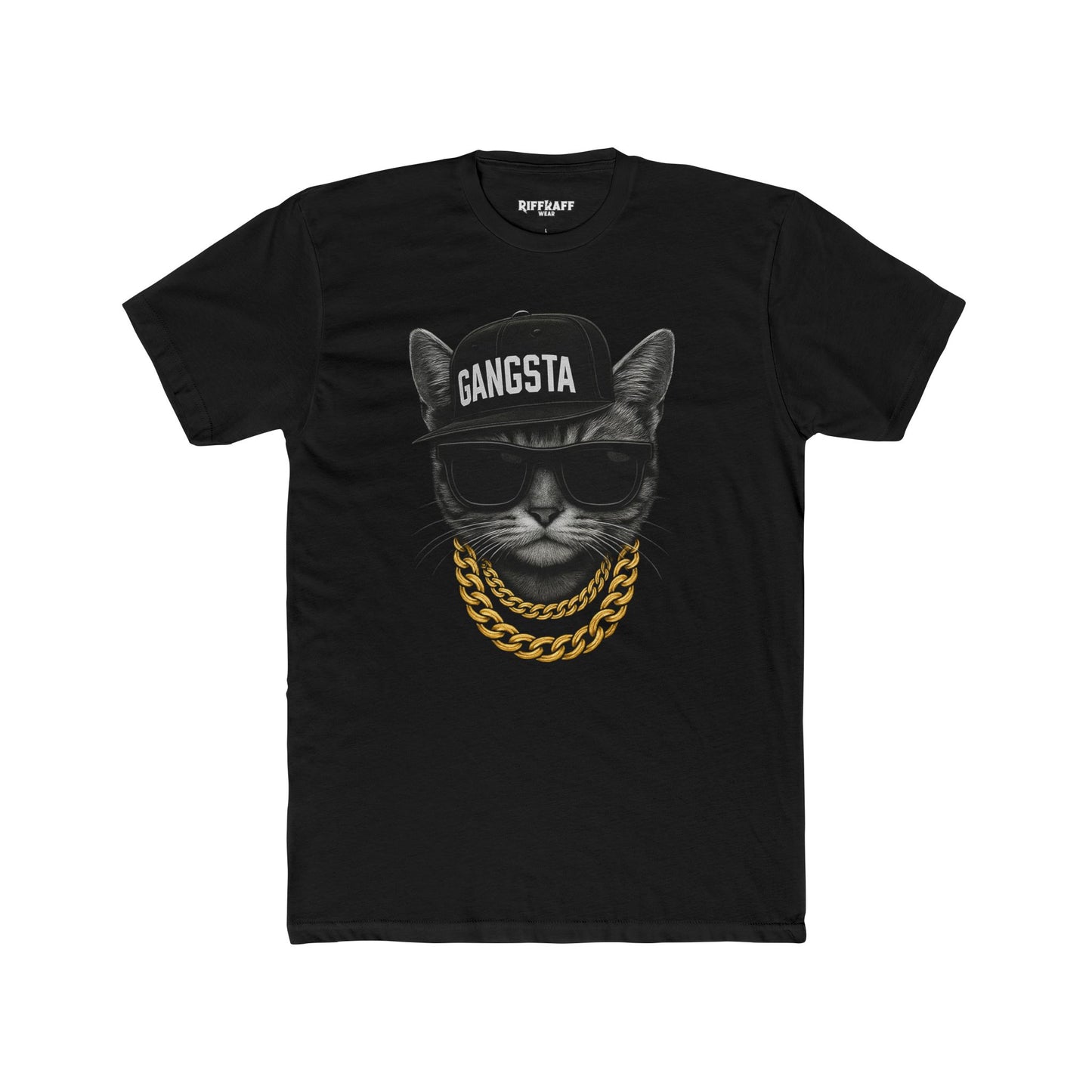 Gangsta Cat Unisex Cotton Crew Tee - Apparel for Animal Lovers - Riff Raff Wear
