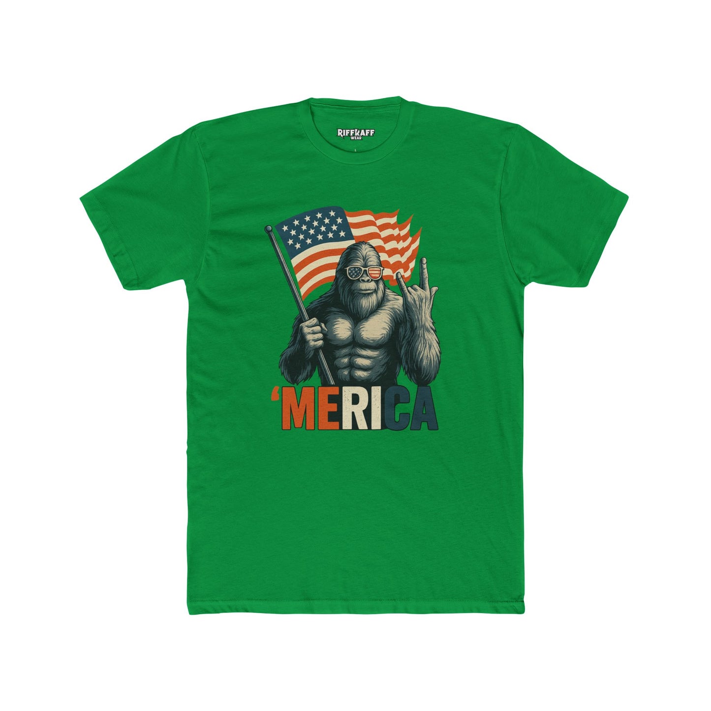 'Merica Bigfoot Tee - Fun Graphic T-Shirt, Unisex Humor Shirt, Patriotic Apparel, Perfect for BBQ - Riff Raff Wear