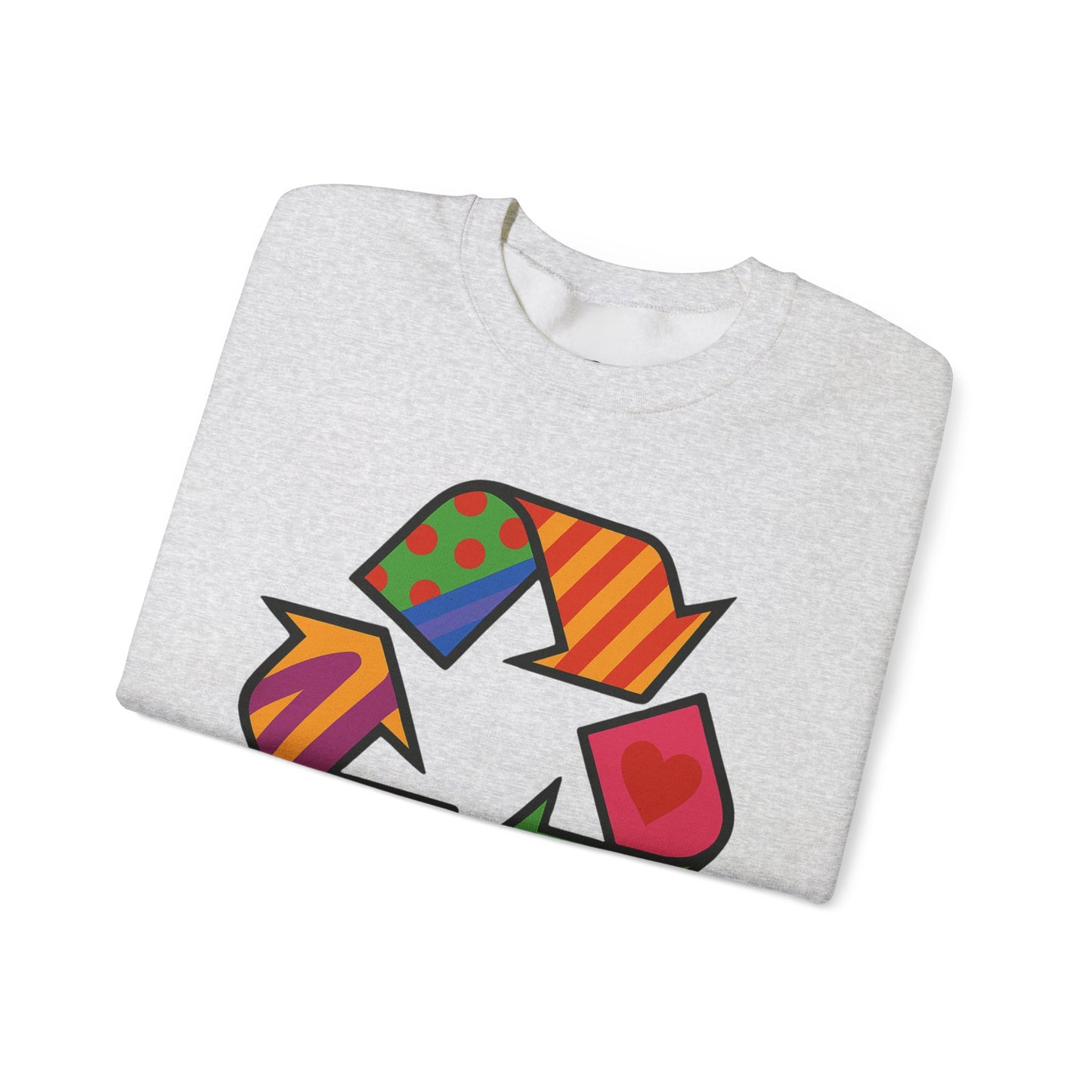 Eco-Friendly Graphic Sweatshirt - Unisex Heavy Blend™ Crewneck with Colorful Recycle Design - Riff Raff Wear